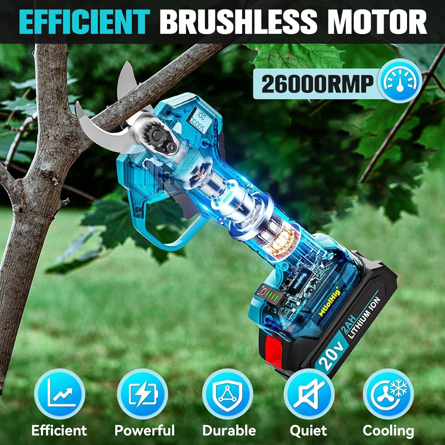 Tijeras de podar eléctricas MtiolHig 18V 2 en 1 con 2 baterías