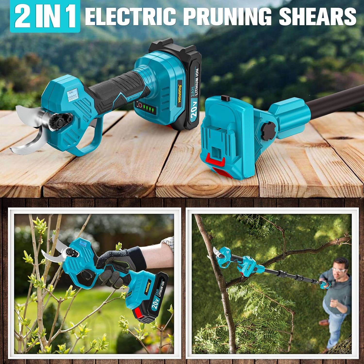 Tijeras de podar eléctricas MtiolHig 18V 2 en 1 con 2 baterías