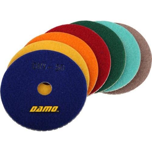 Juego de 7 almohadillas de pulido seco DAMO para mármol y granito