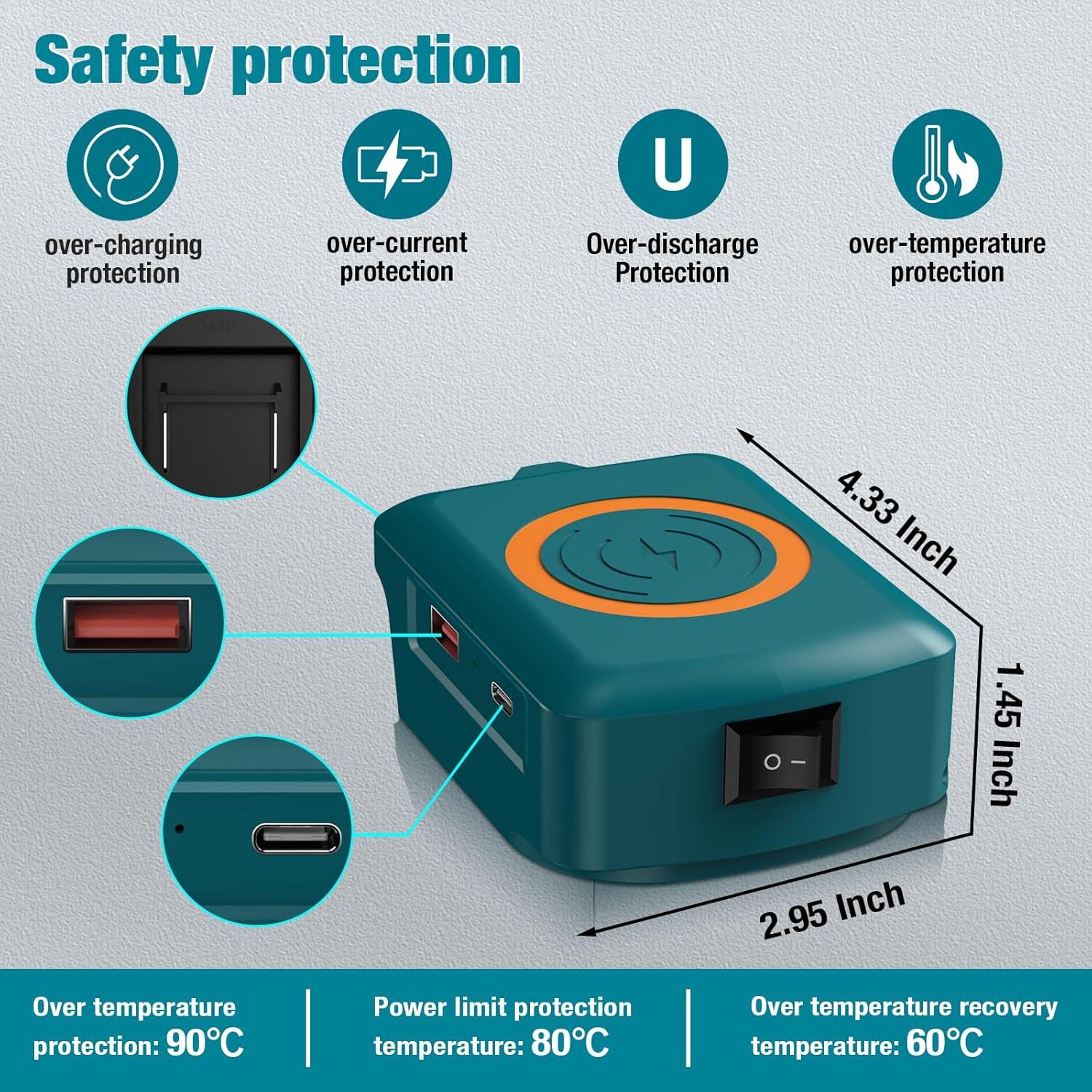 Adaptador Cargador Inalámbrico Rápido Fybemax para Makita 18V