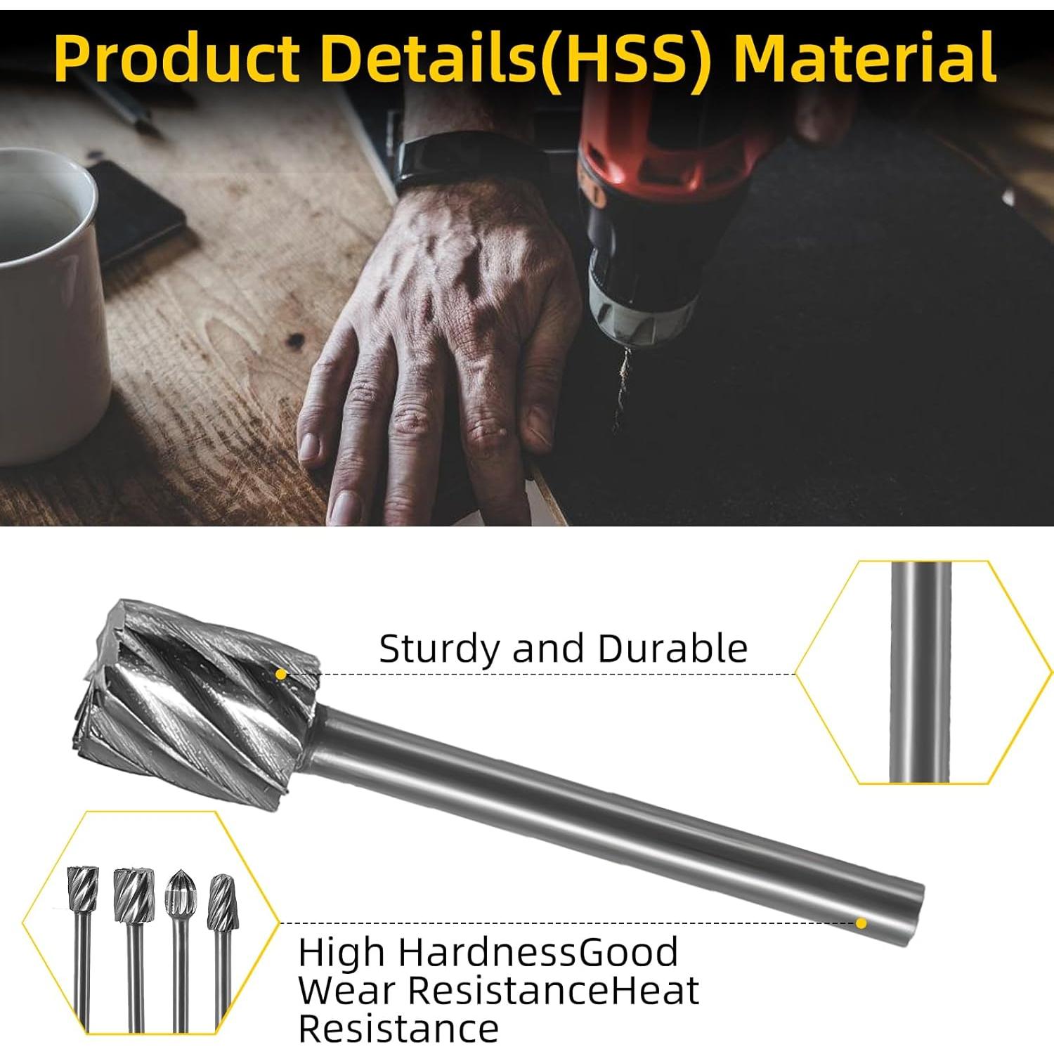 Juego de Puntas de Tallado HSS 10 Piezas 3mm para Carpintería