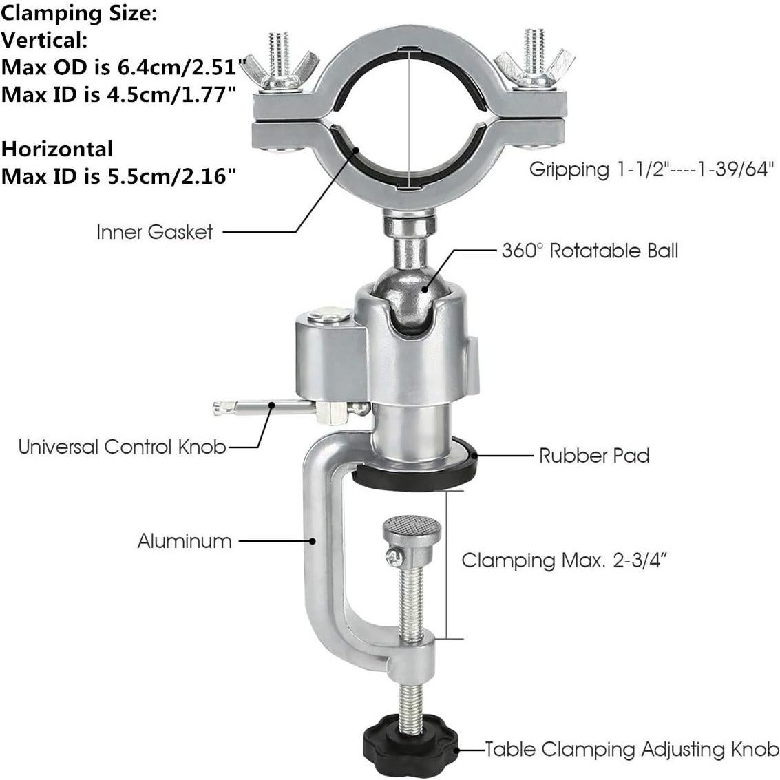 Soporte de Banco OCGIG para Taladro Eléctrico 360° Plata