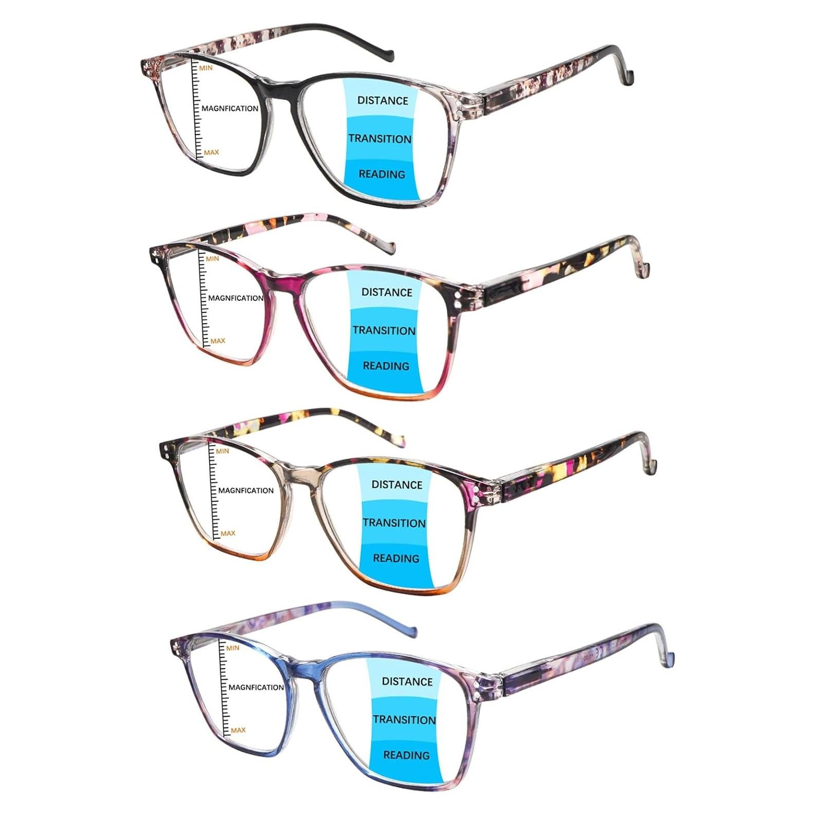 Paquete de 4 Gafas de Lectura Progresivas STASTEND con Filtro UV400