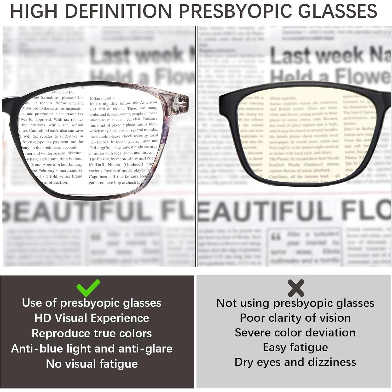 Paquete de 4 Gafas de Lectura Progresivas STASTEND con Filtro UV400