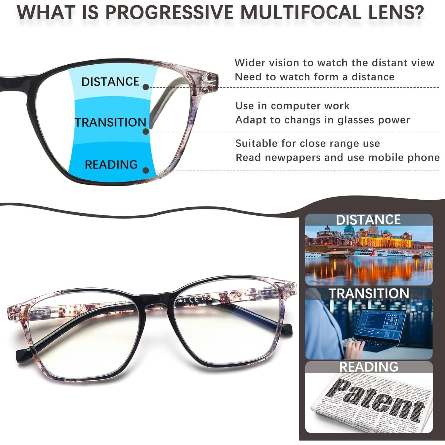 Paquete de 4 Gafas de Lectura Progresivas STASTEND con Filtro UV400