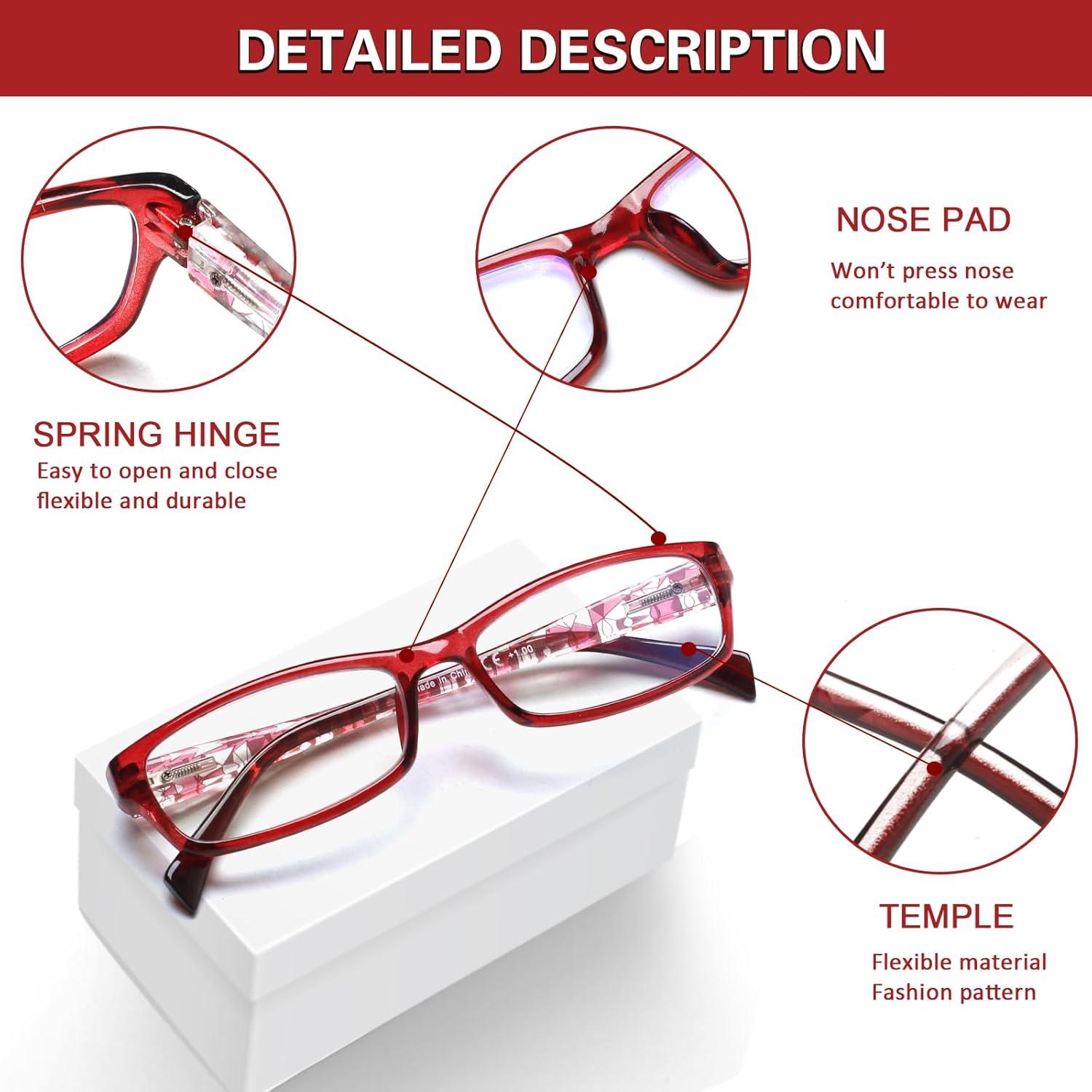 Gafas de lectura Kerecsen para mujeres, 6 pares con filtro UV