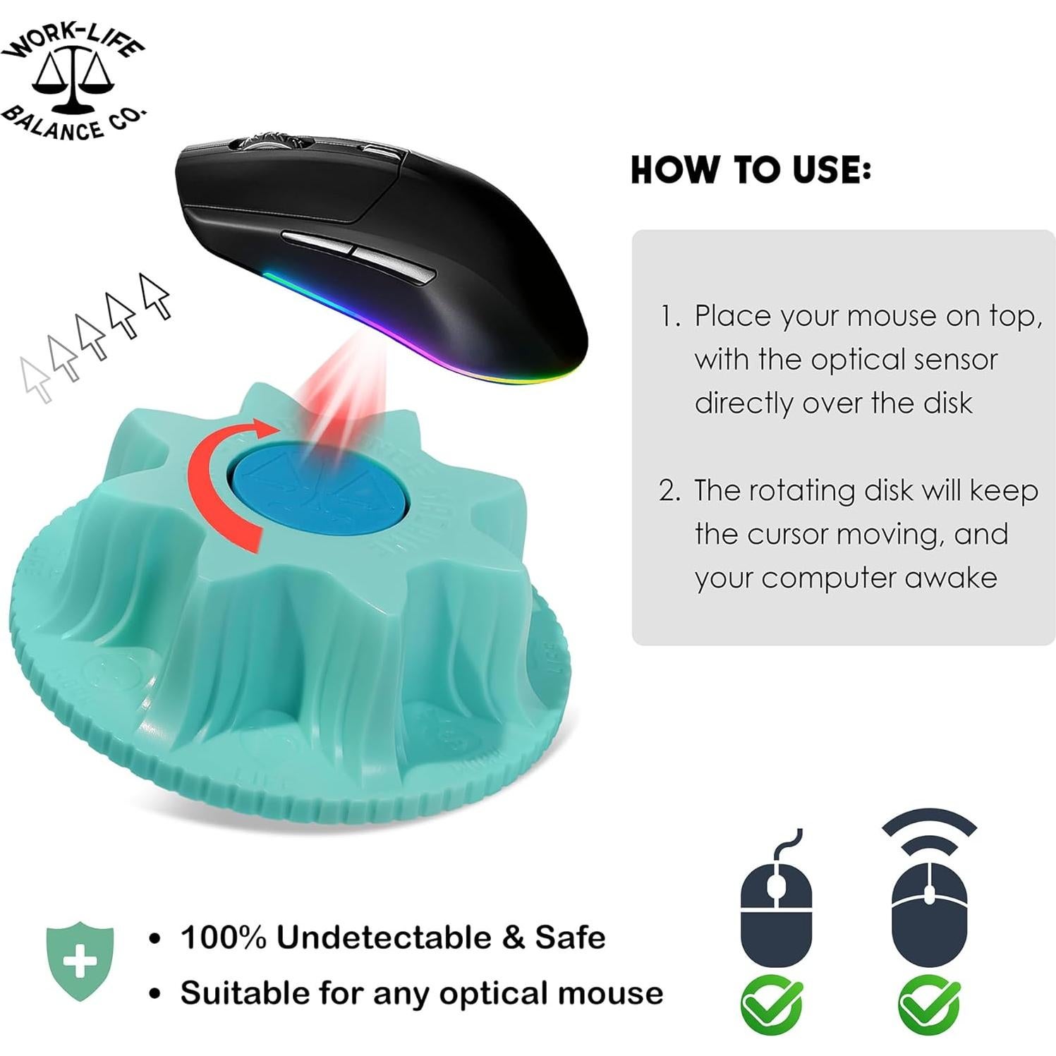 Jiggler de Ratón Mecánico Indetectable Aqua - Sin Software