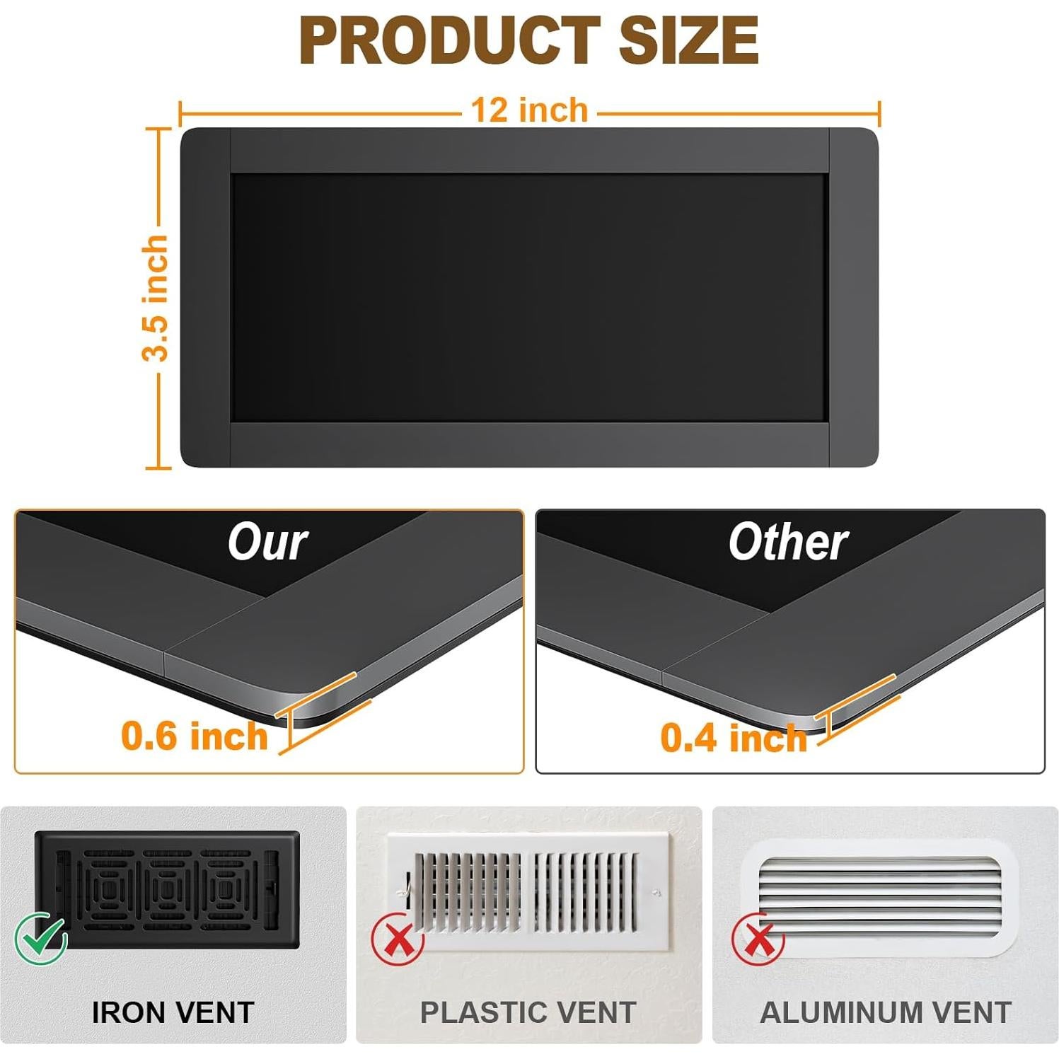 Cubiertas Magnéticas para Ventilación de Piso HQZHQZ 3 Pzas 8.9x30.5cm