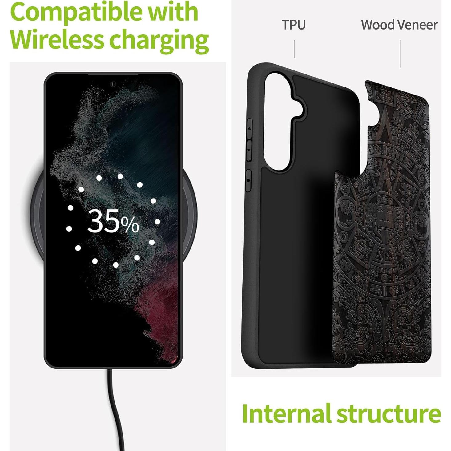 Funda de Madera Carveit para Samsung Galaxy S24 FE - Diseño Maya