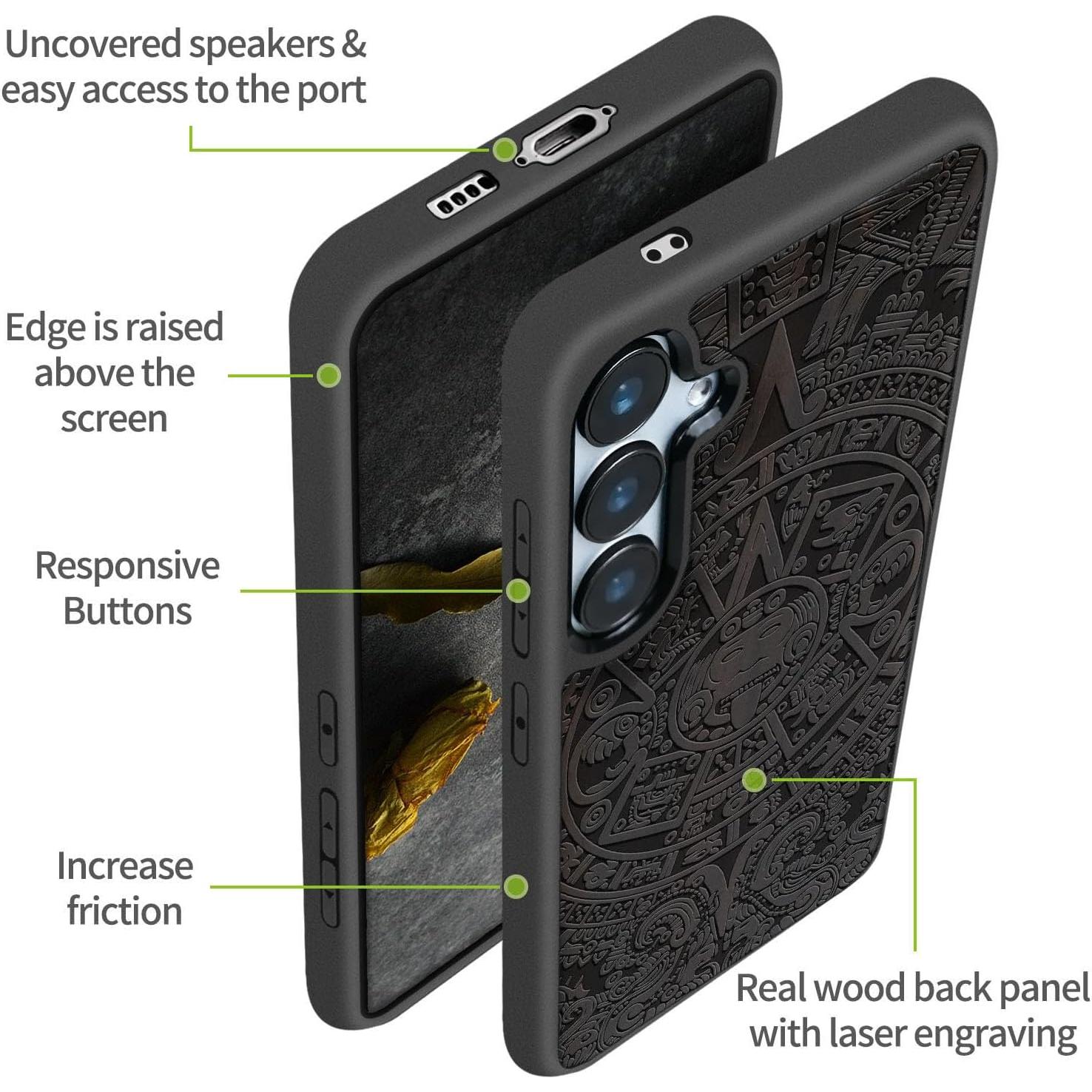 Funda de Madera Carveit para Samsung Galaxy S24 FE - Diseño Maya