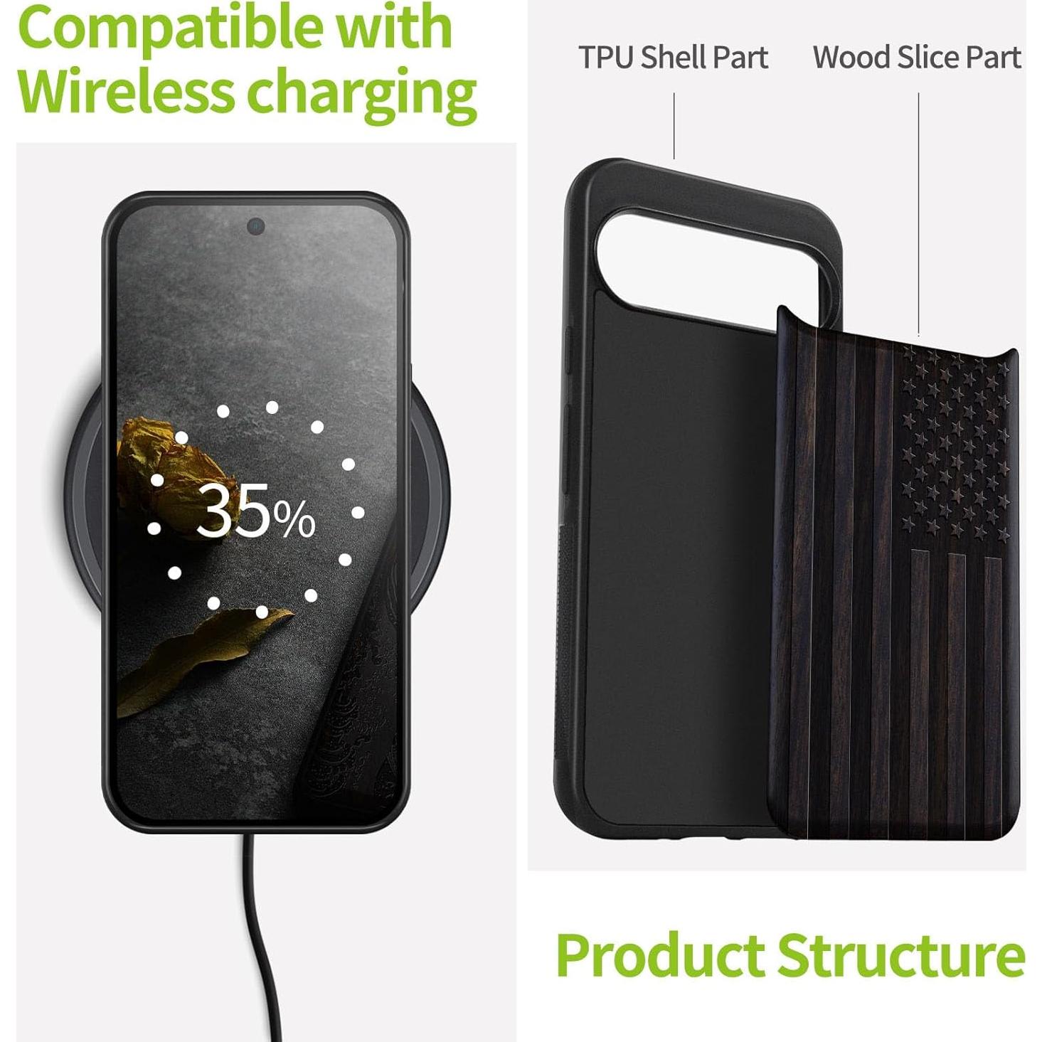 Funda Protectora Carveit para Google Pixel 9 Pro XL - Madera y TPU