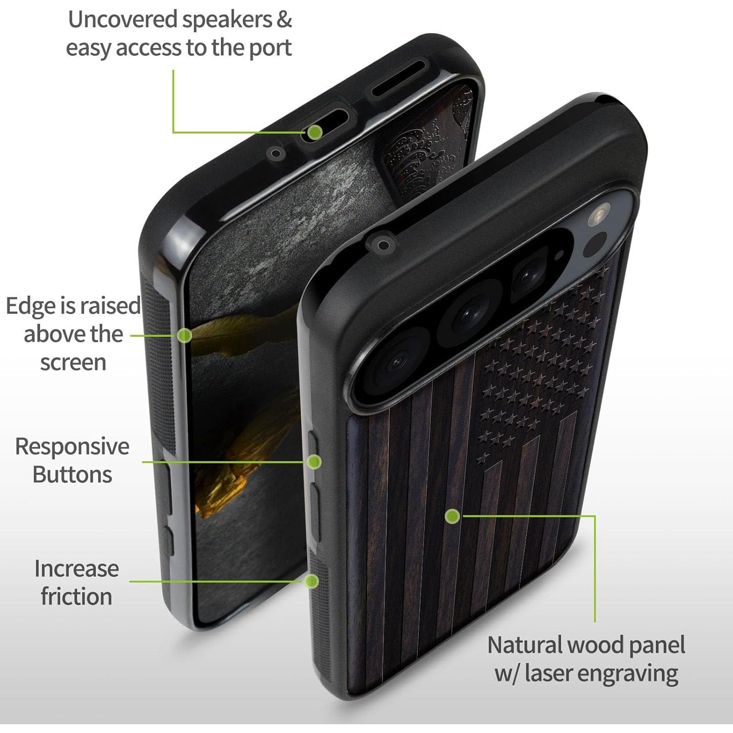 Funda Protectora Carveit para Google Pixel 9 Pro XL - Madera y TPU