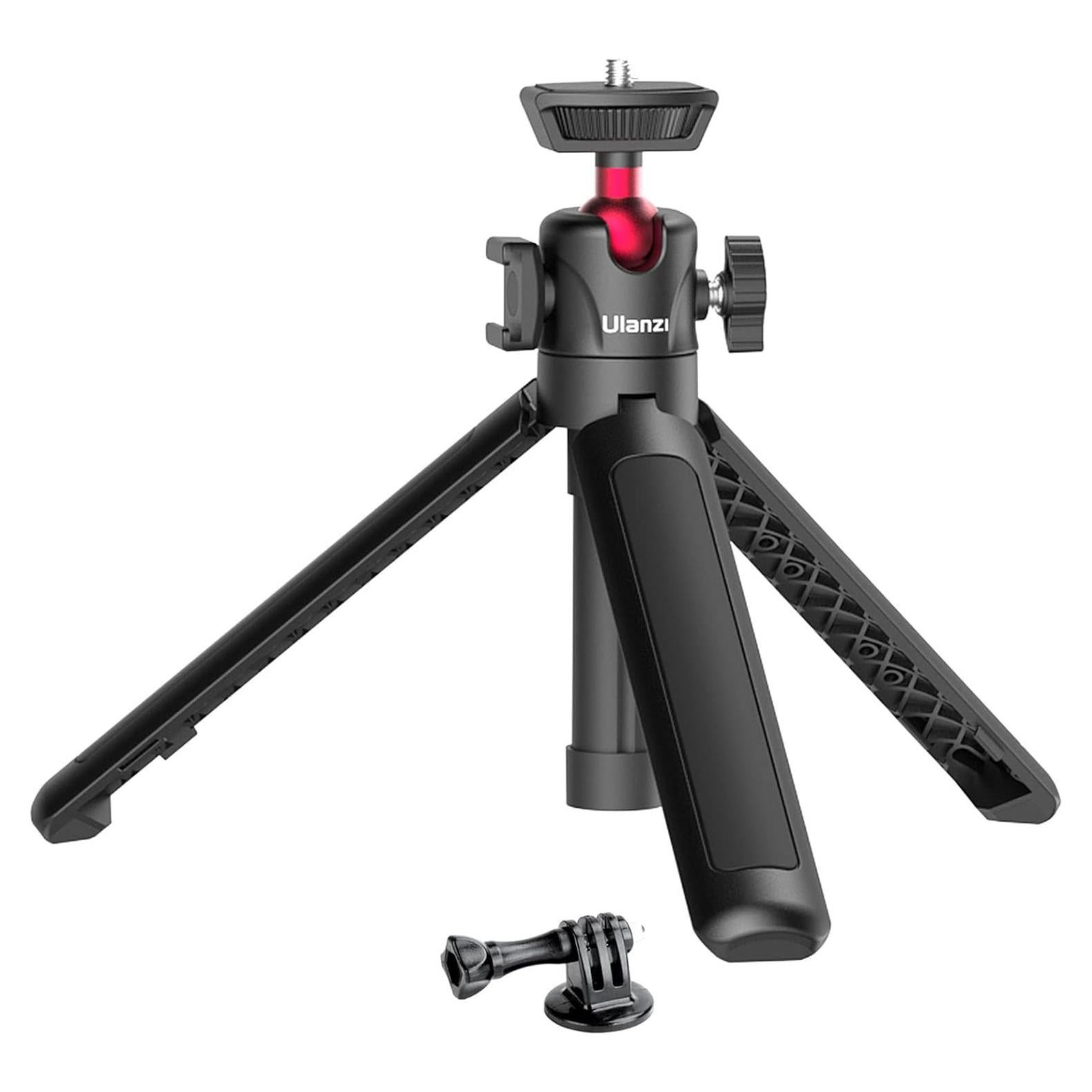 ULANZI MT-16 Extendable Mini Camera Tripod, 4 Levels Adjustment 360° Ball Head Cold Shoe Lightweight Portable Vlog Travel Selfie Stick Handle Grip Desktop Webcam Tripod for DSLR Action Camera