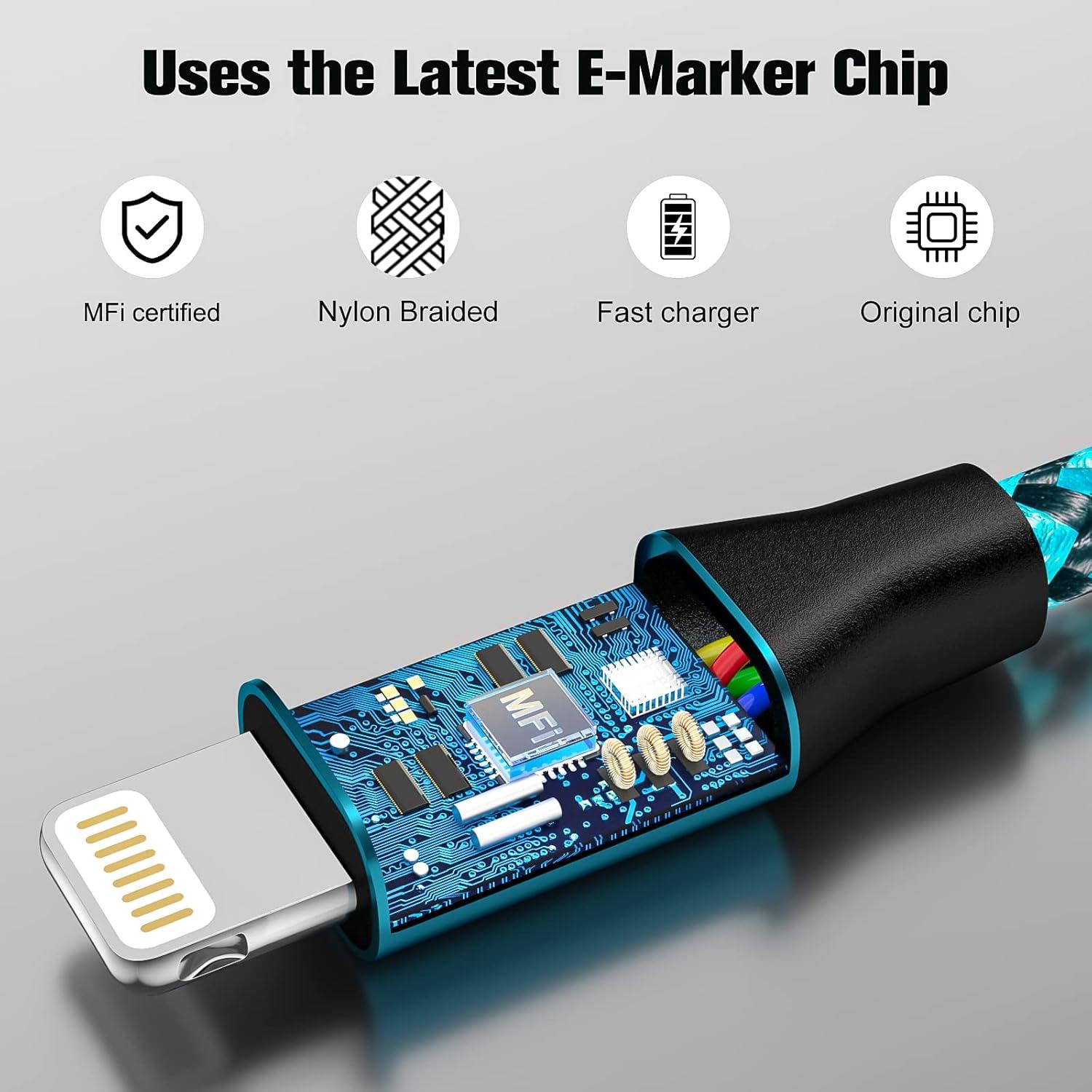 Cargador Lightning KMOMO 3 Unidades 0.91m para iPhone