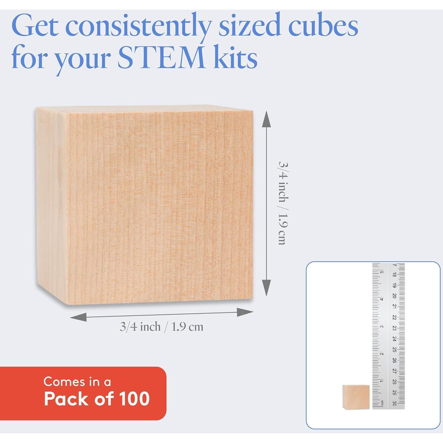 Cubos de Madera DIY 1.9 cm - Paquete de 100 Bloques Woodpeckers