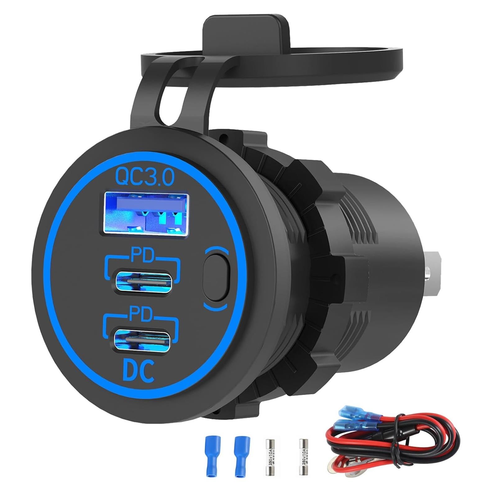 Cargador USB-C de Coche TIANWIDJEW 12V Doble 30W PD 18W QC3.0