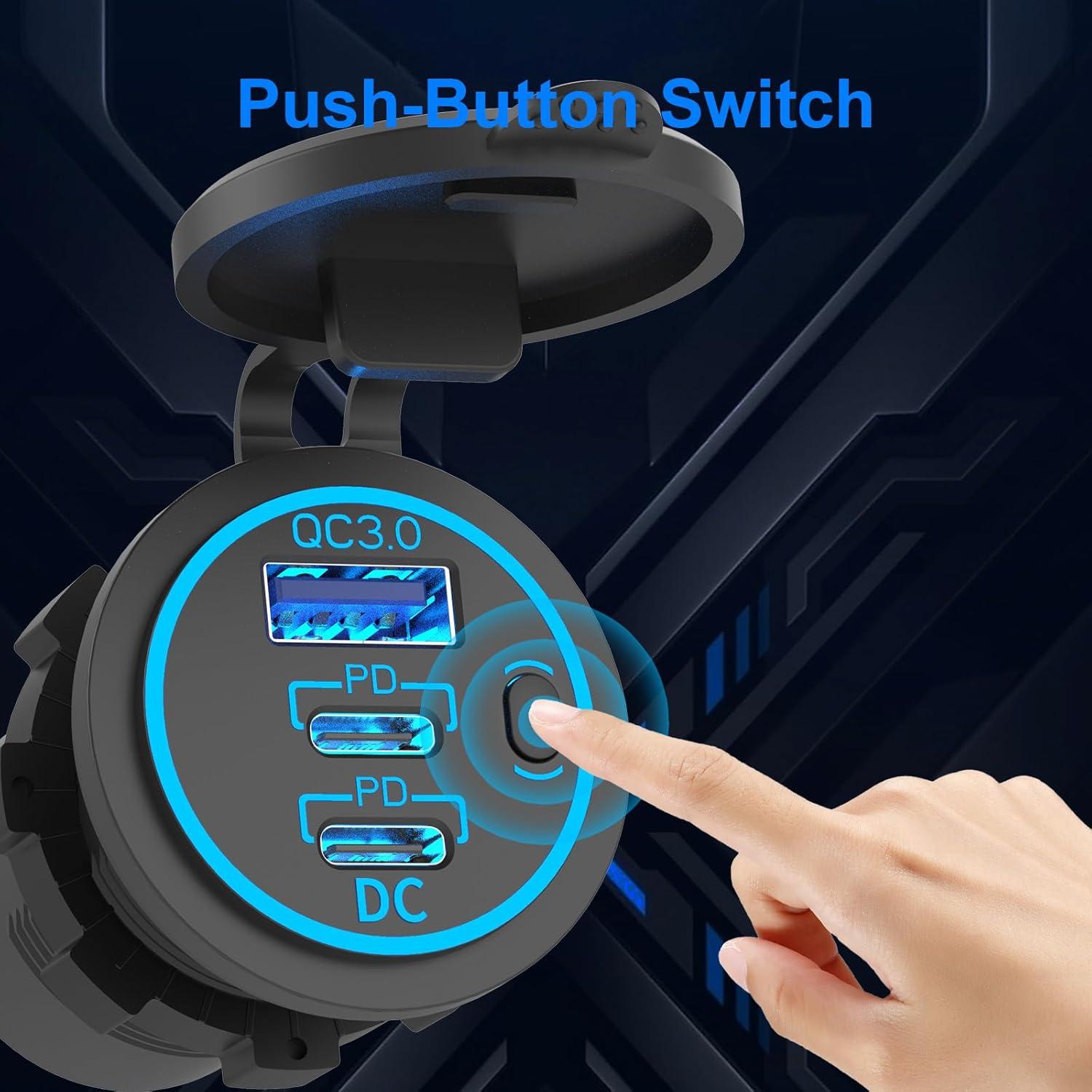 Cargador USB-C de Coche TIANWIDJEW 12V Doble 30W PD 18W QC3.0