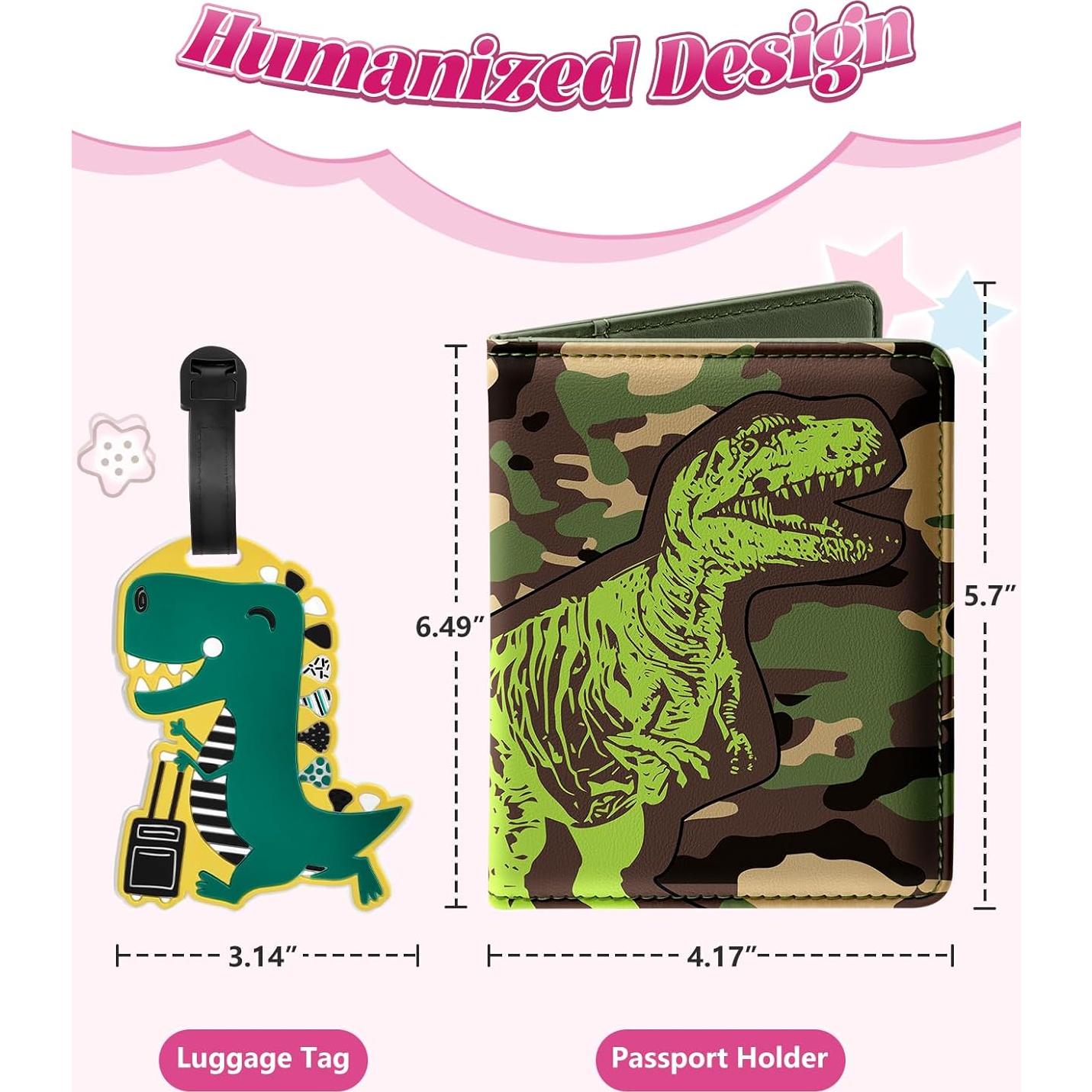 Porta Pasaporte y Etiqueta de Equipaje Slohif Dinosaurio Niños