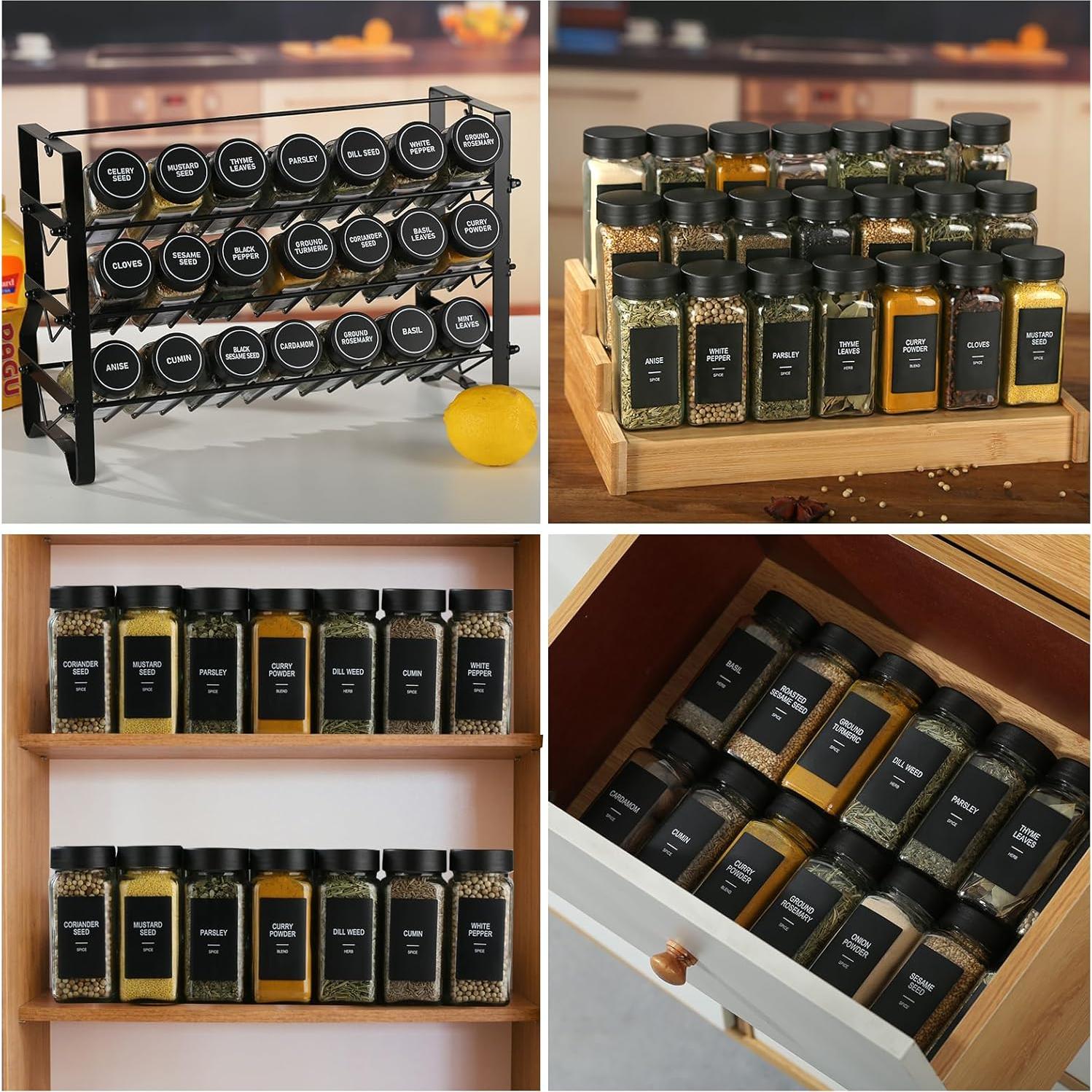 Juego de 24 Tarros de Especias de Vidrio 118ml con Etiquetas