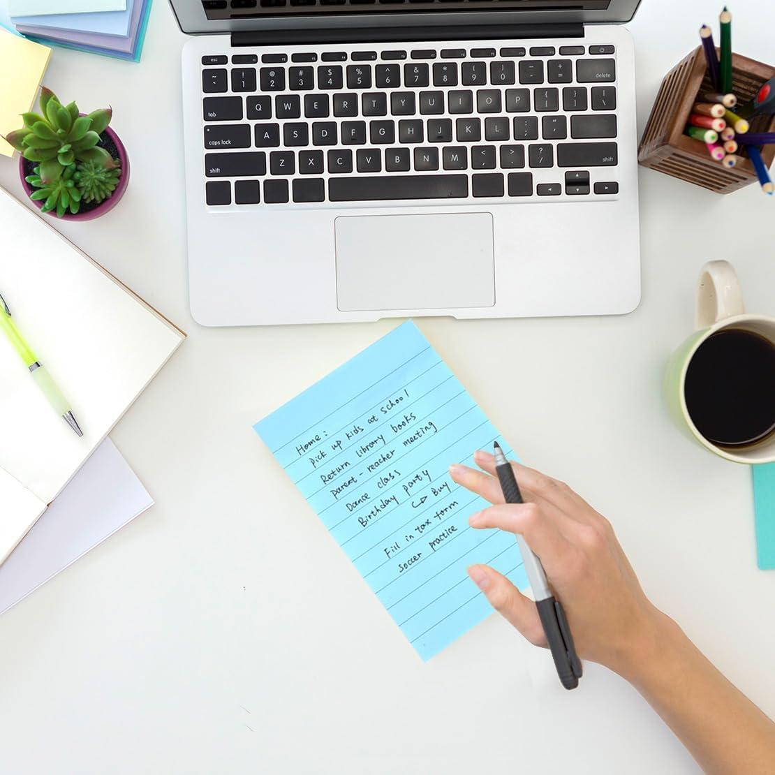 Paquete de 8 Notas Adhesivas Rayadas WSPER 10x15 cm Colores Brillantes