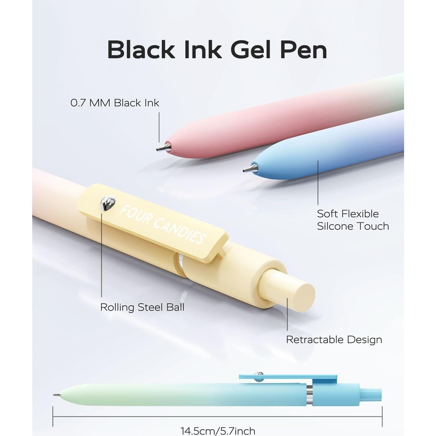 Bolígrafos de Gel Cuatro Caramelos 5 Pcs 0.7mm Tinta Negra