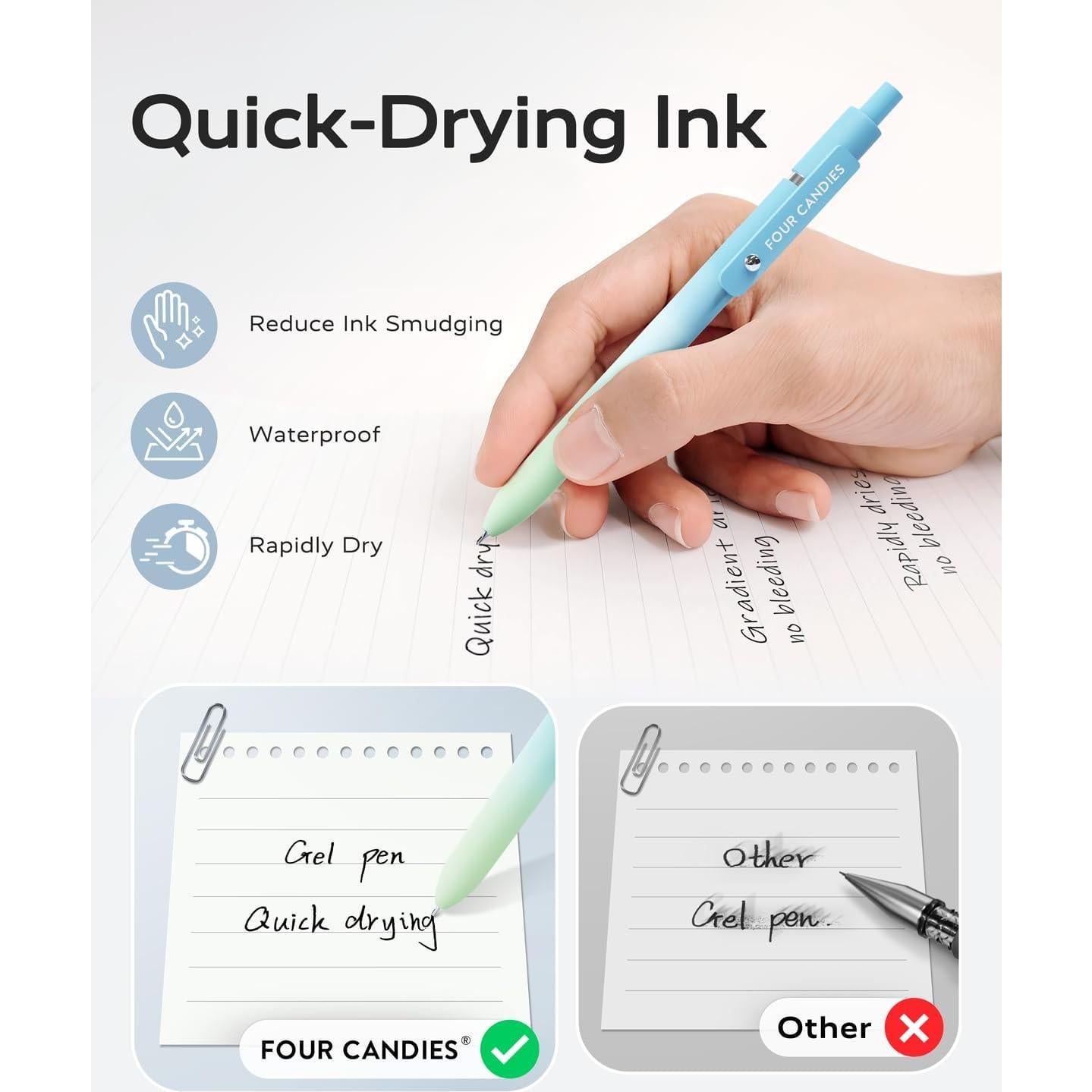 Bolígrafos de Gel Cuatro Caramelos 5 Pcs 0.7mm Tinta Negra