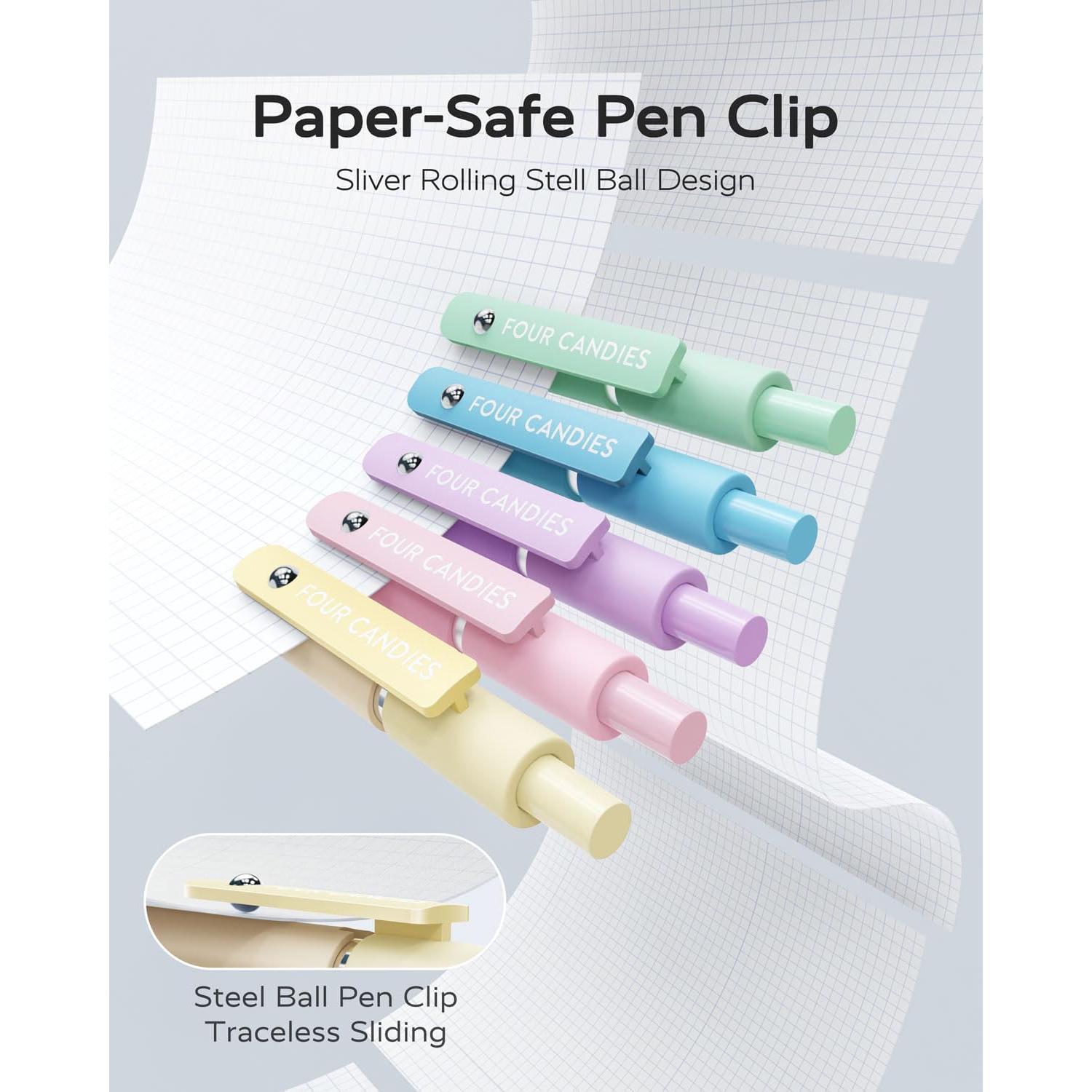 Bolígrafos de Gel Cuatro Caramelos 5 Pcs 0.7mm Tinta Negra