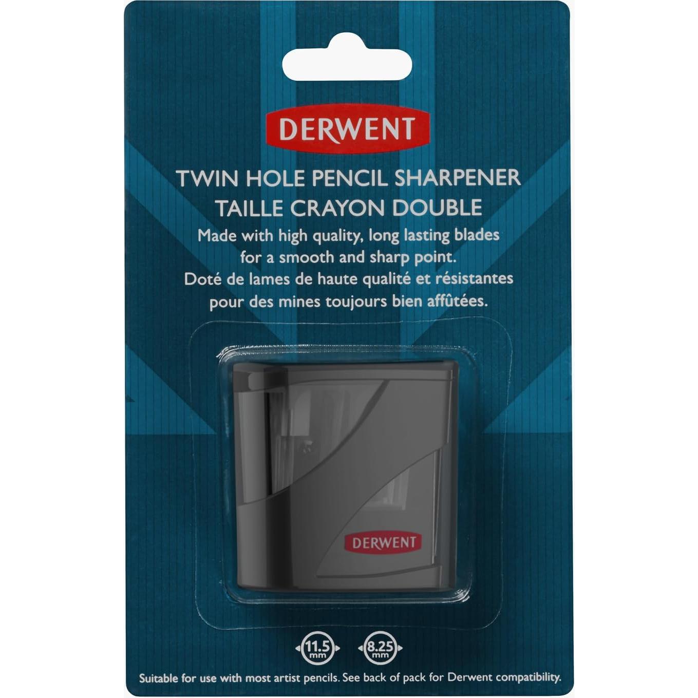 Sacapuntas Doble Orificio Derwent con Contenedor - Negro