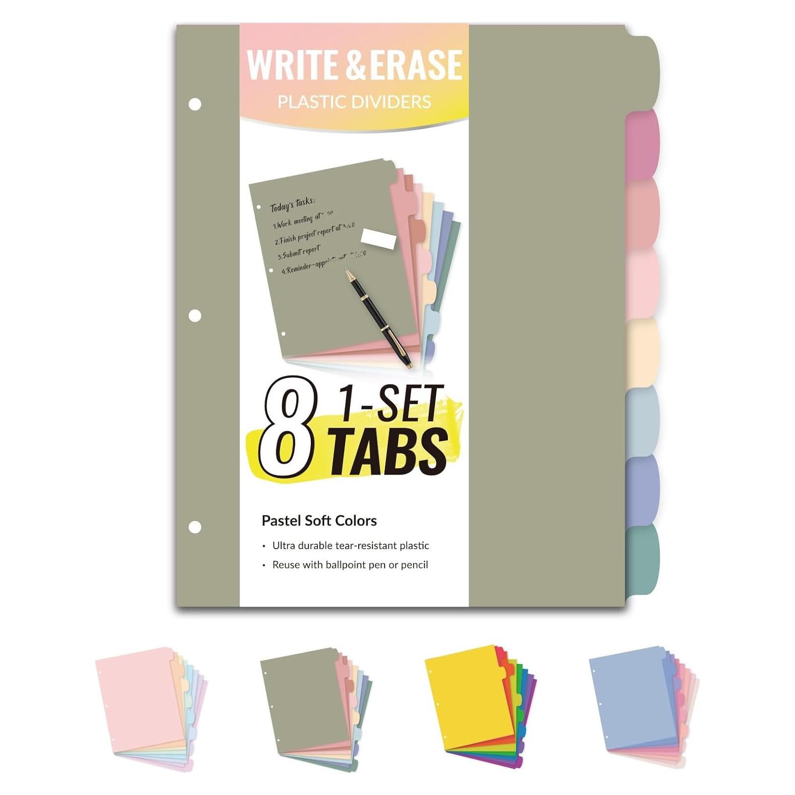 Divisores de Plástico Reutilizables Sooetz 8 Pestañas Color Pastel