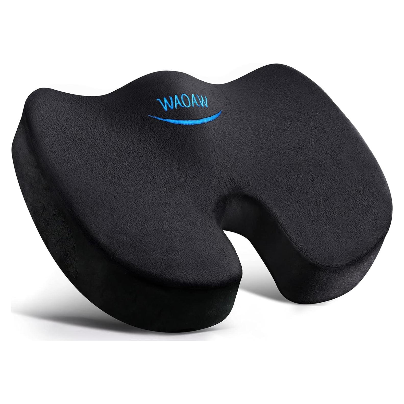 Cojín de Asiento WAOAW Espuma Viscoelástica Negro 43x34cm