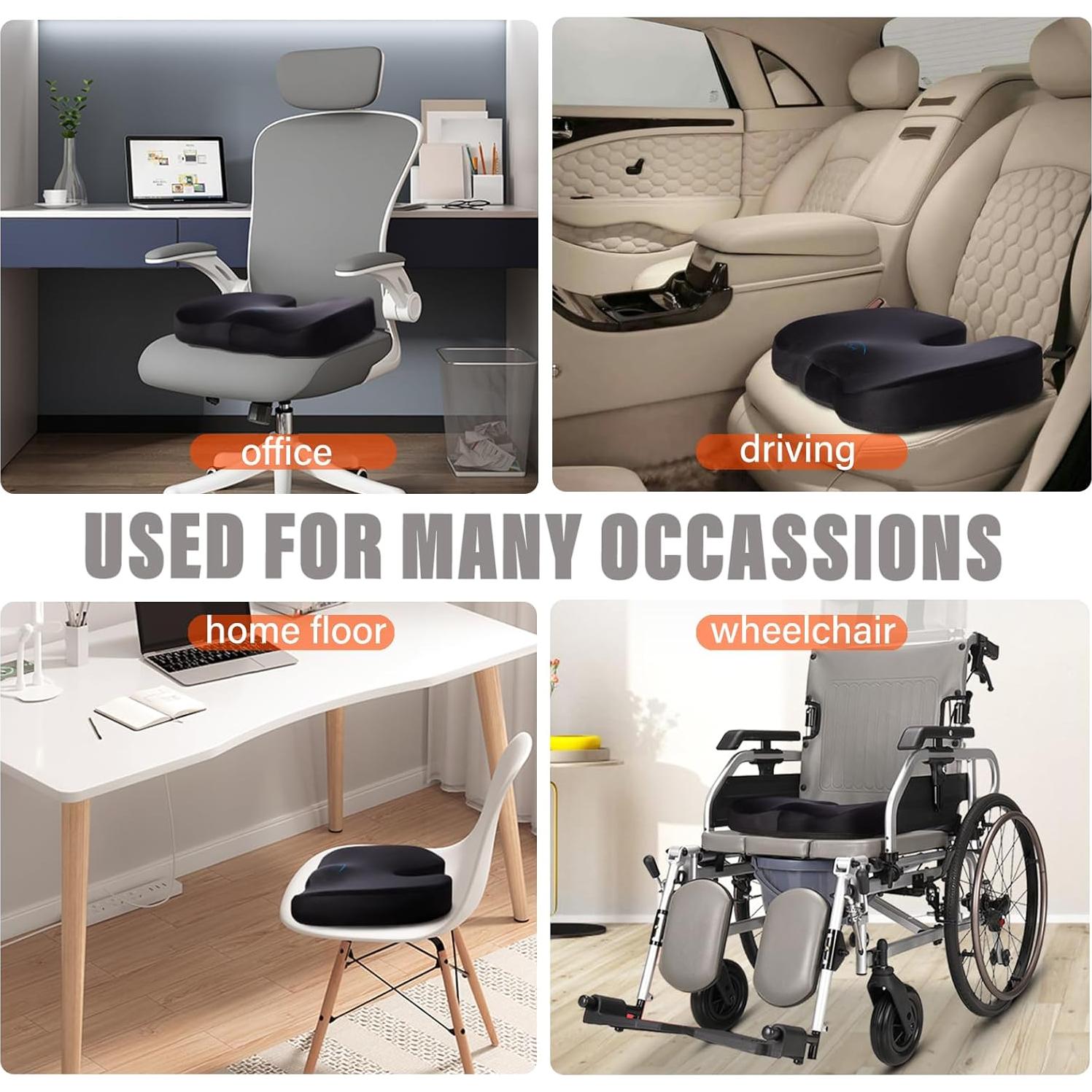 Cojín de Asiento WAOAW Espuma Viscoelástica Negro 43x34cm