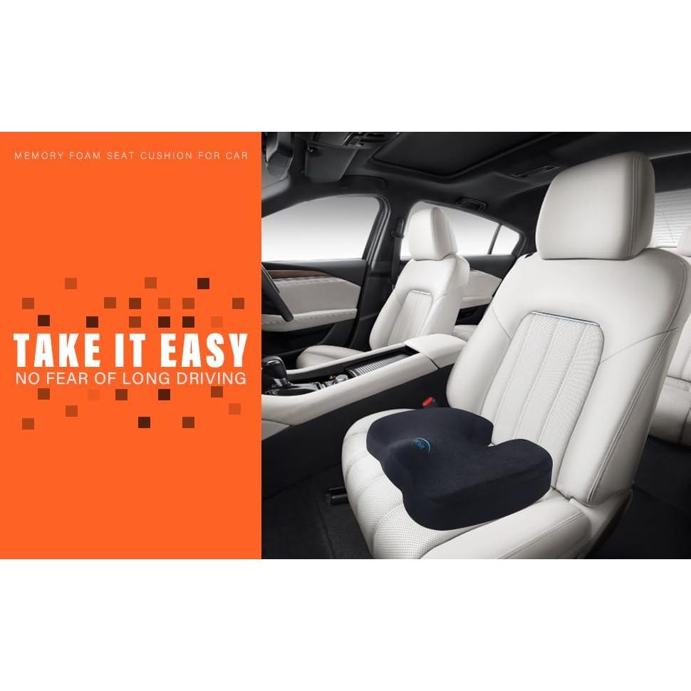 Cojín de Asiento WAOAW Espuma Viscoelástica Negro 43x34cm