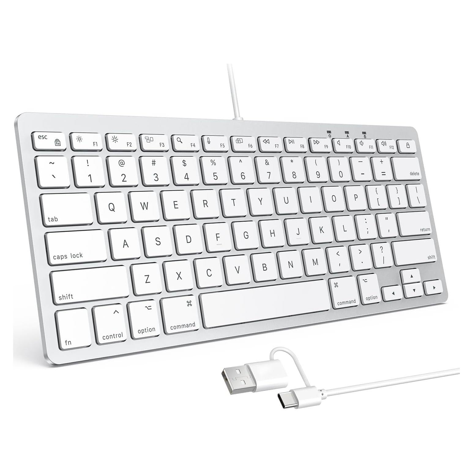 Teclado OMOTON con cable para Mac USB y Type-C Blanco