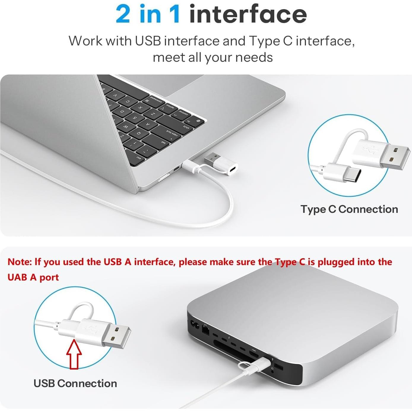 Teclado OMOTON con cable para Mac USB y Type-C Blanco