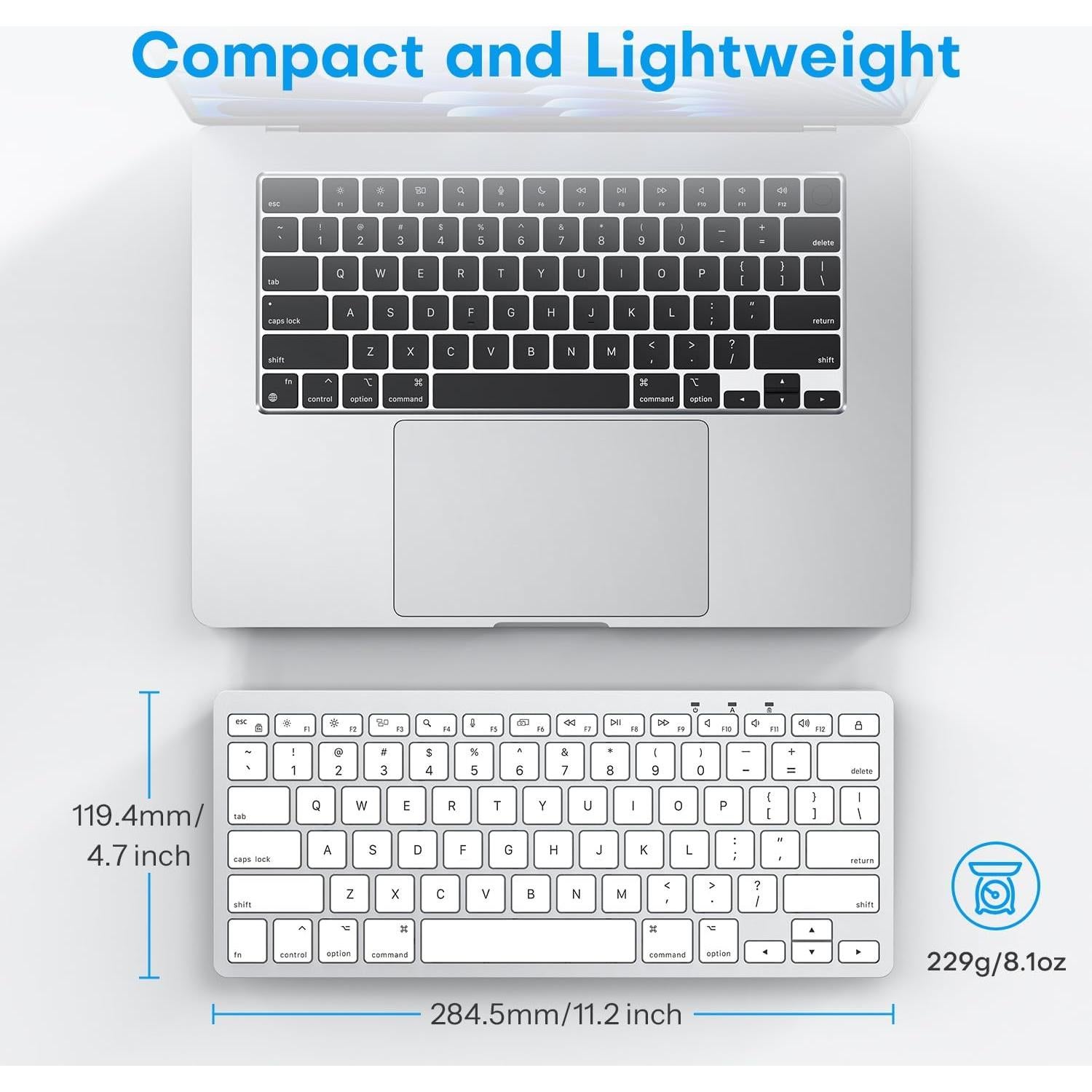 Teclado OMOTON con cable para Mac USB y Type-C Blanco