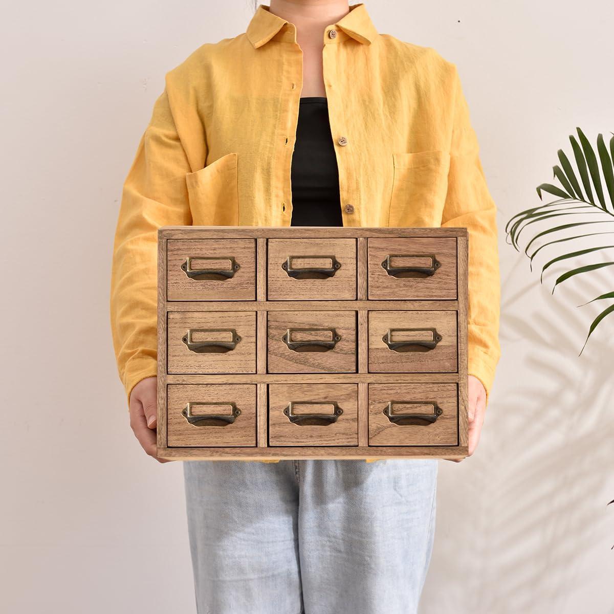 Gabinete de Almacenamiento KIRIGEN 9 Cajones Madera 36x16x26.6cm