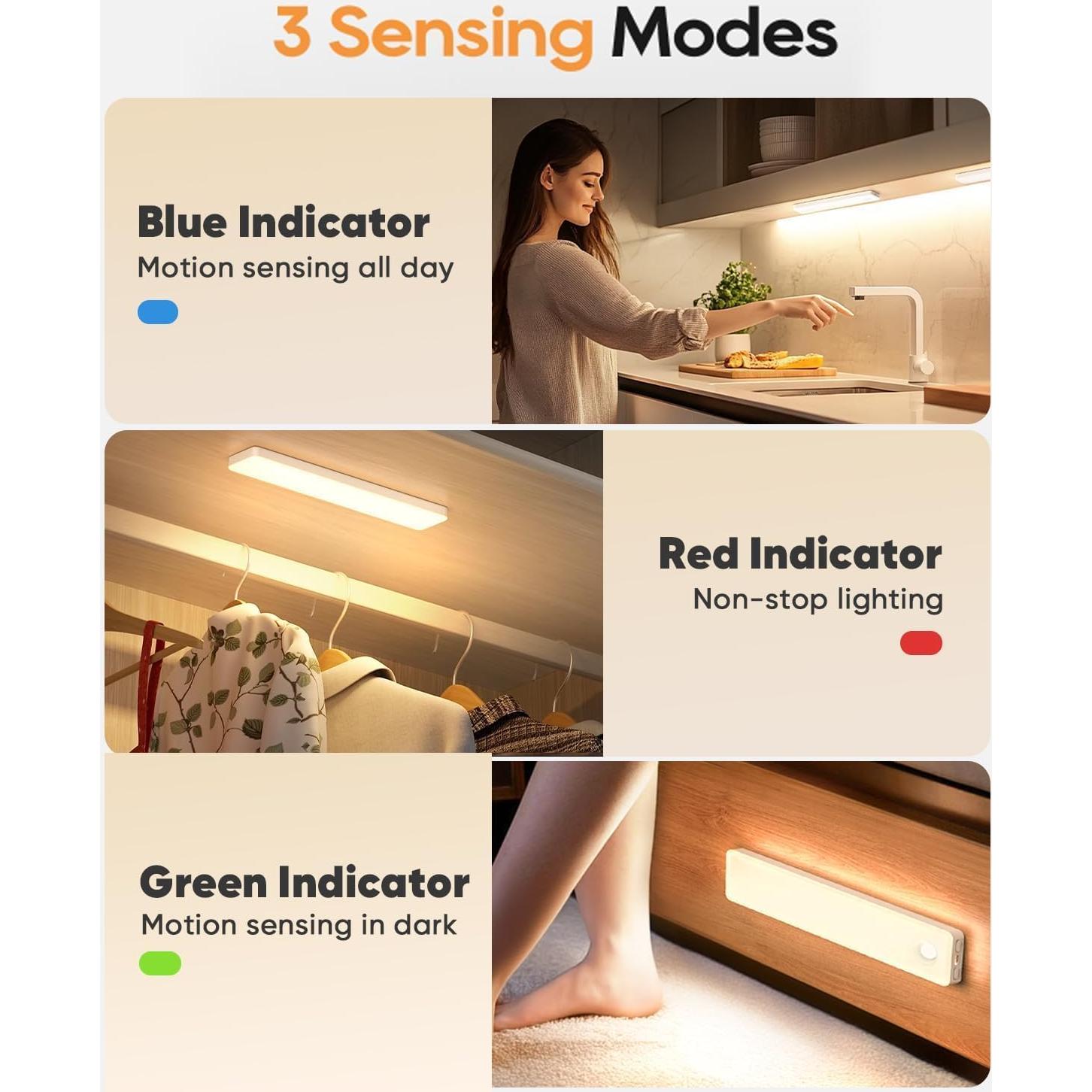 Iluminación Bajo Gabinete Auxoda 33 cm LED Inalámbrica 3000K