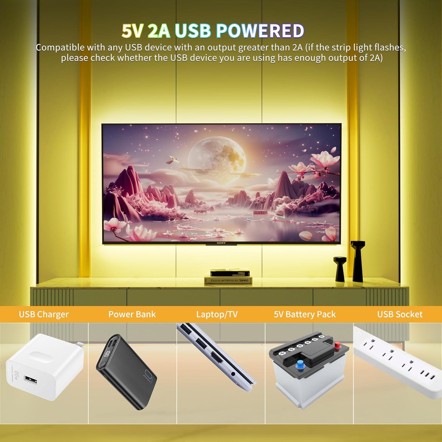 Tira LED COB RGB PAUTIX 1.5m USB 5V con Control Bluetooth