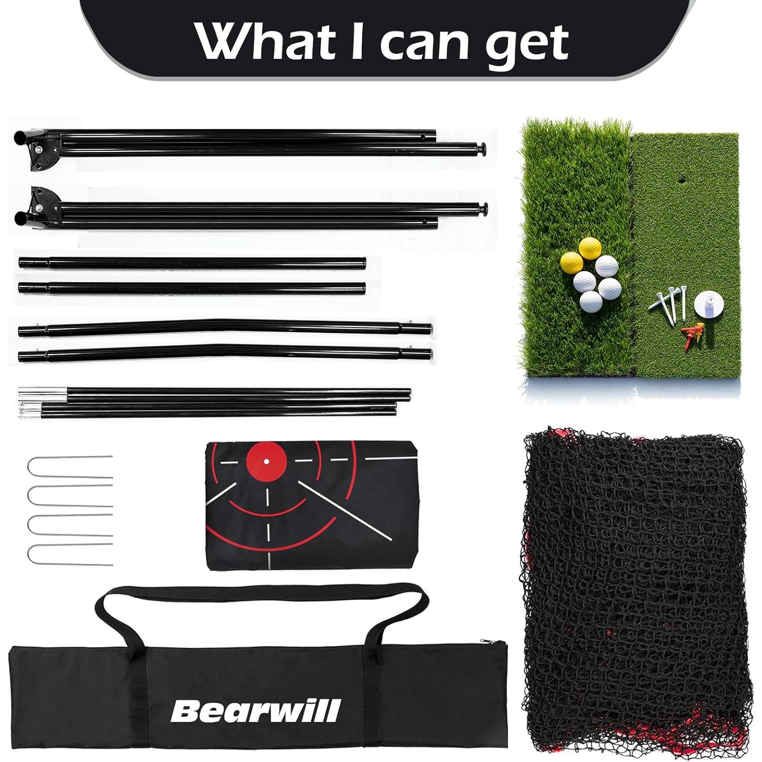 Red de Golf Bearwill 3,05x2,13m con Alfombrilla y Pelotas