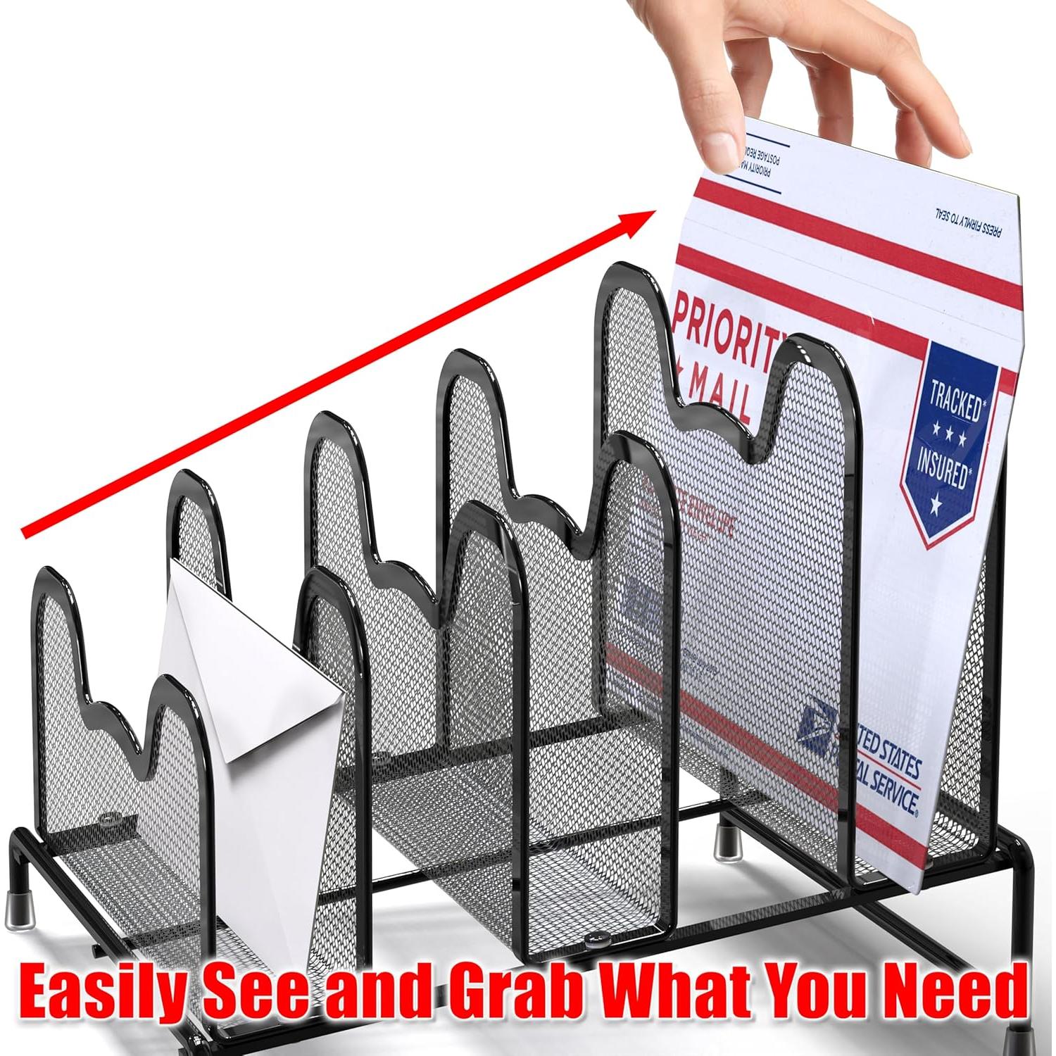 Organizador de Archivos Vertical Simple Houseware 5 Secciones Negro