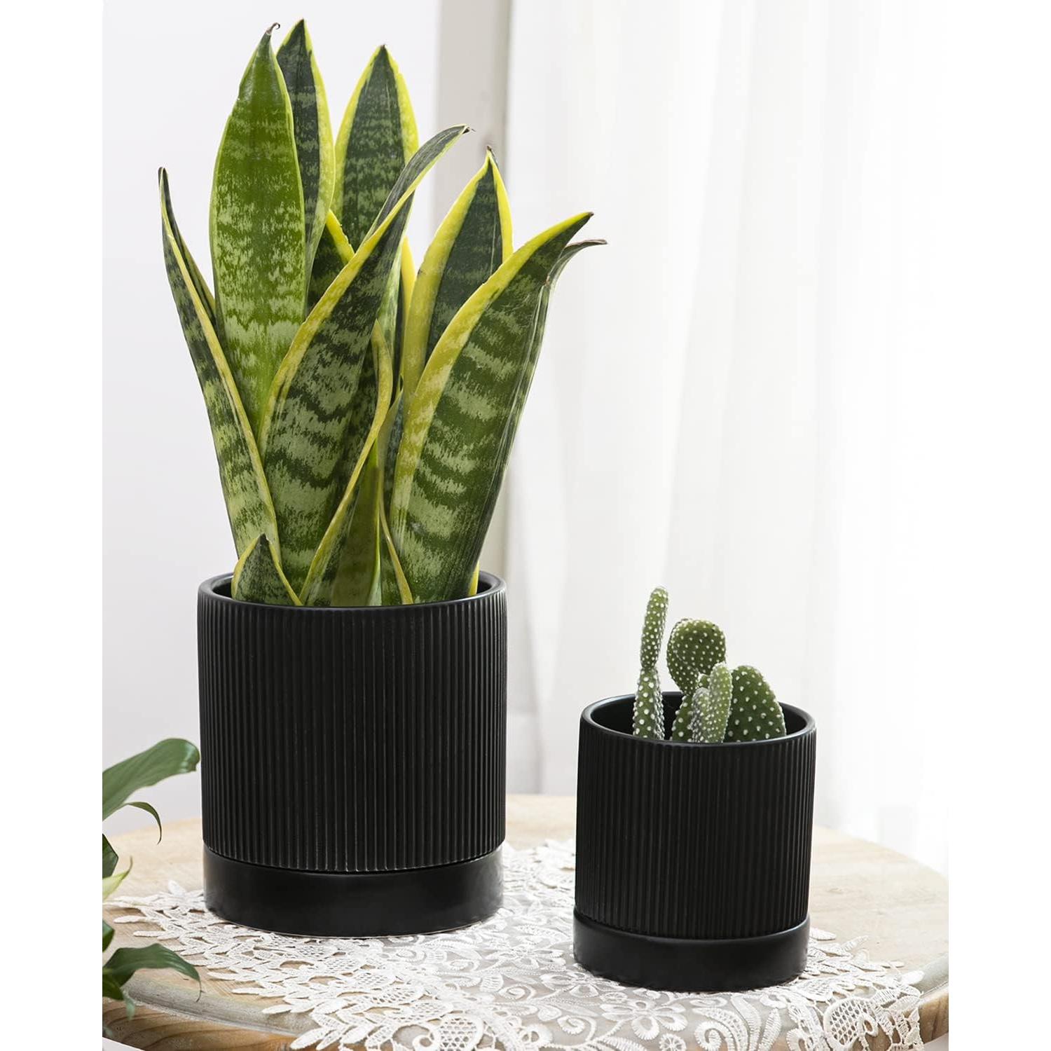 Juego de 3 Macetas de Cerámica LaDoVita 15/12/10 cm con Drenaje