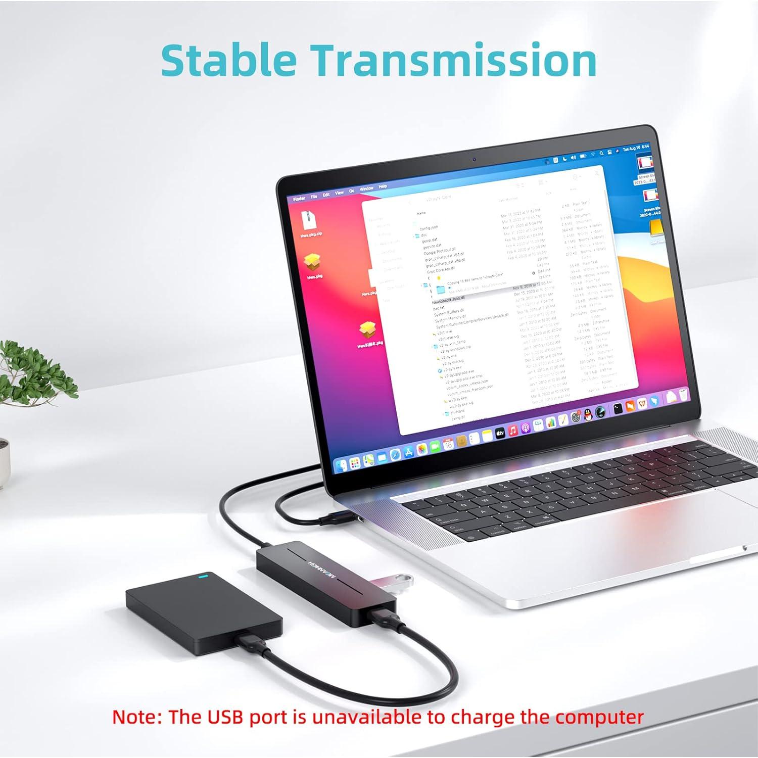 Hub USB 3.0 MEANHIGH Ultra Delgado 4 Puertos 1.22m Negro