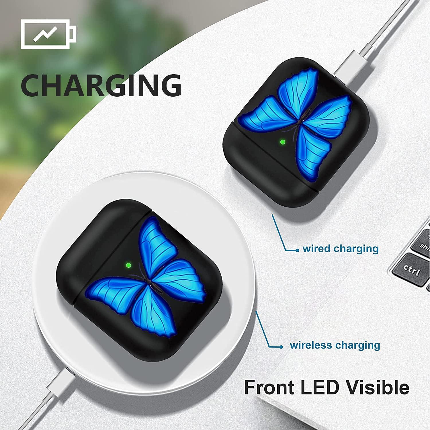 Funda de Silicona para AirPods 1 y 2 YOMPLOW - Mariposa Azul