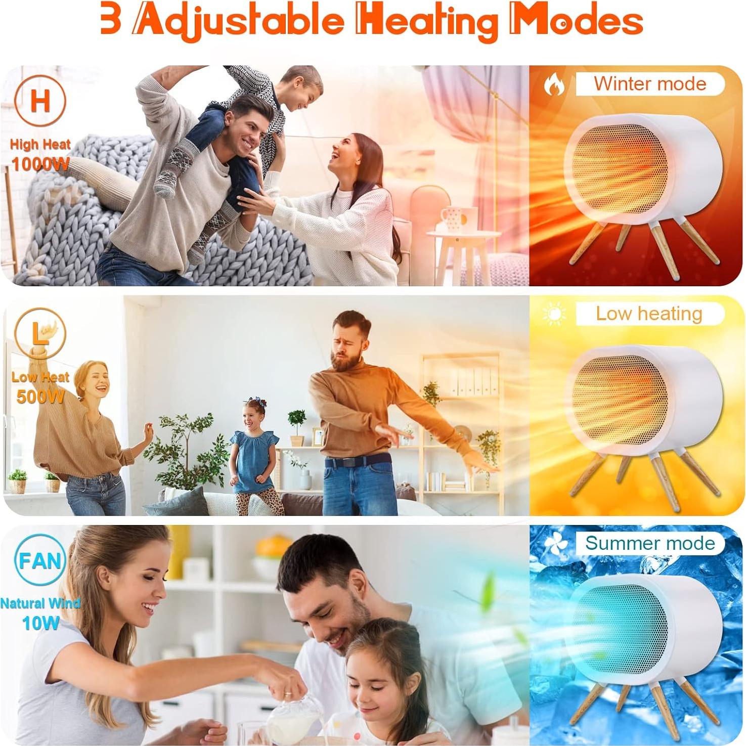 Calentador de Espacio F.EASY.D 1000W Cerámico Portátil