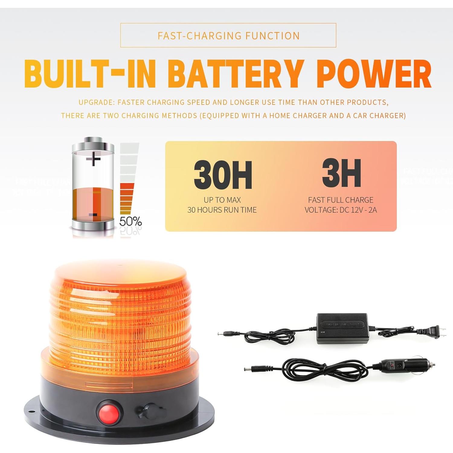 Luz de Advertencia Ámbar BooYu Y013 Recargable Magnética