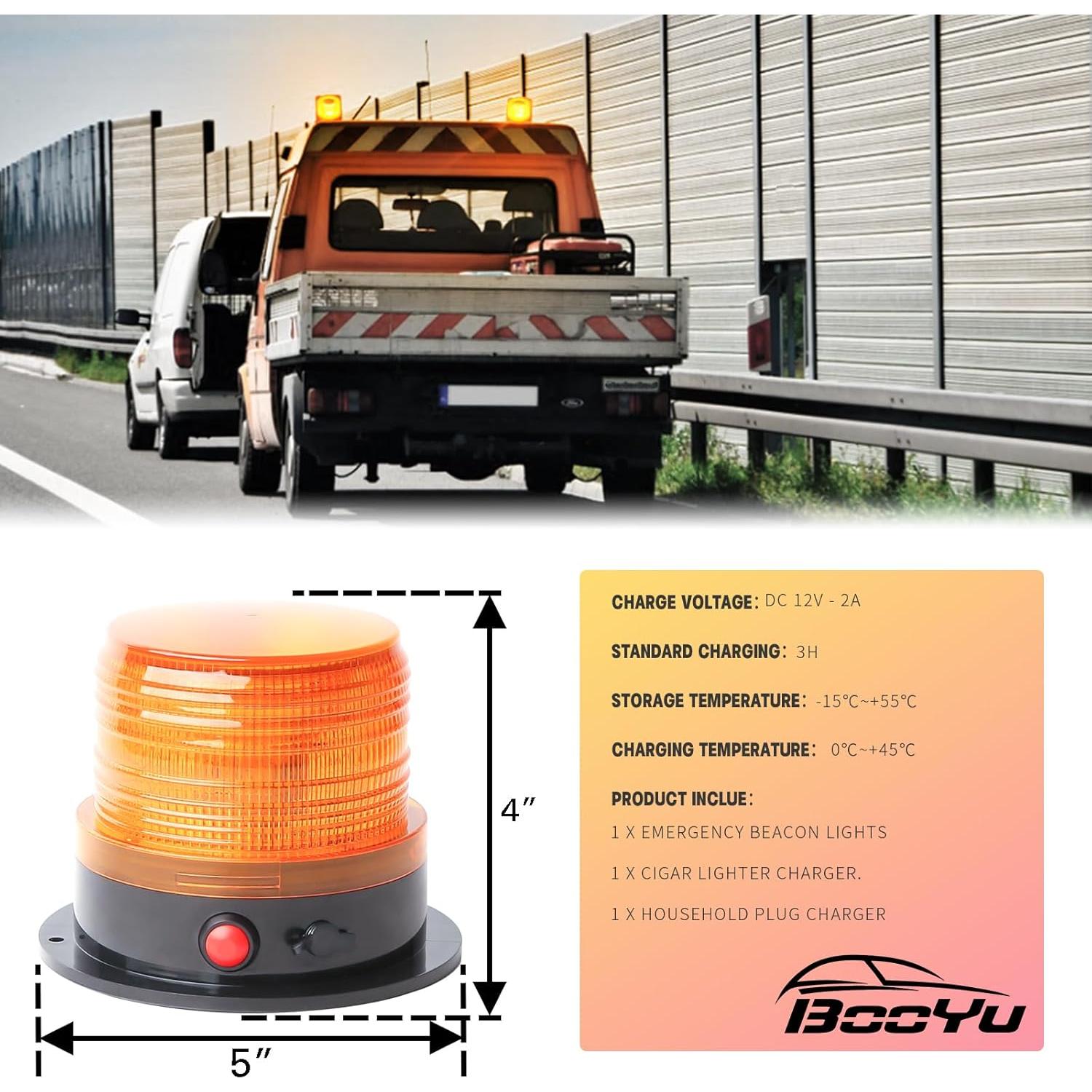 Luz de Advertencia Ámbar BooYu Y013 Recargable Magnética