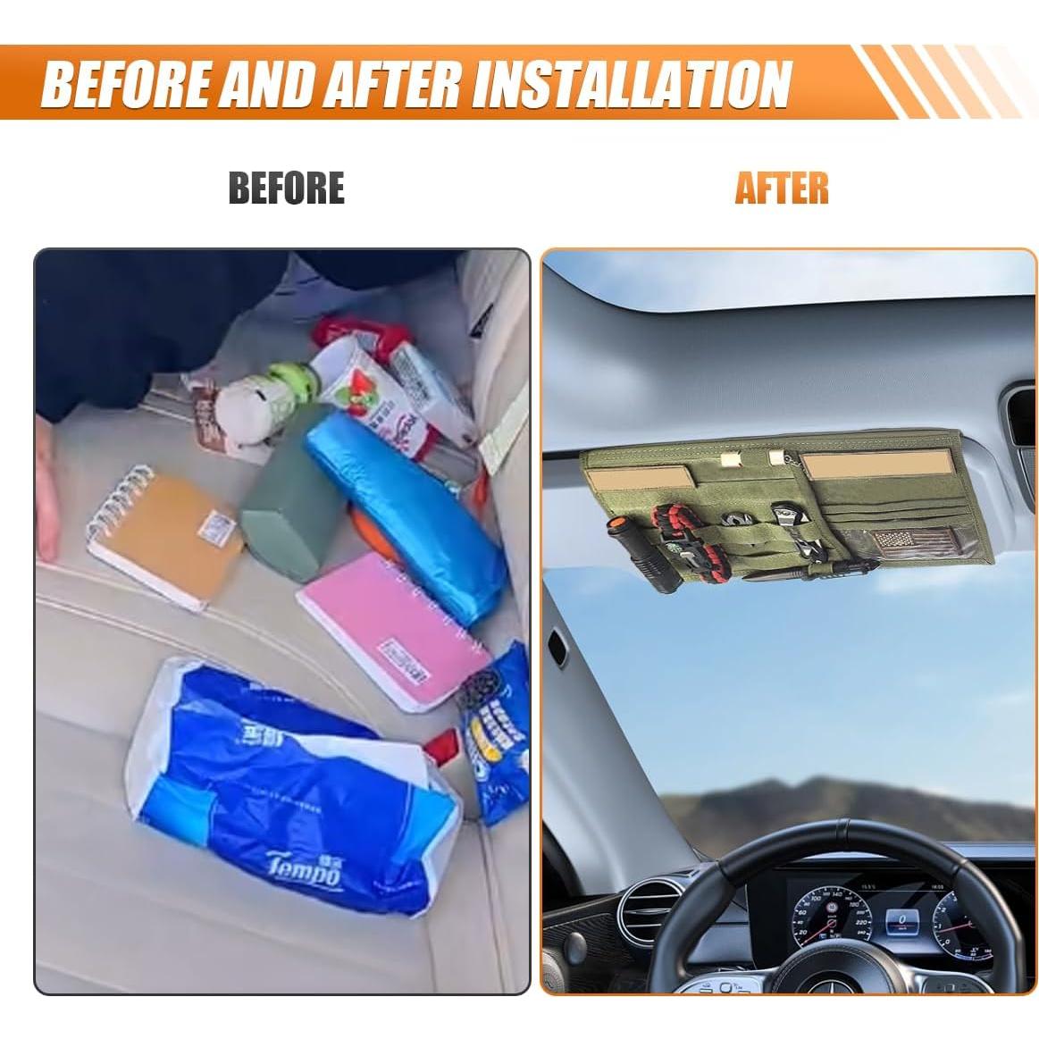 Organizador de Visera Solar Táctico ZIMISI 36.3x34.9cm Verde Militar