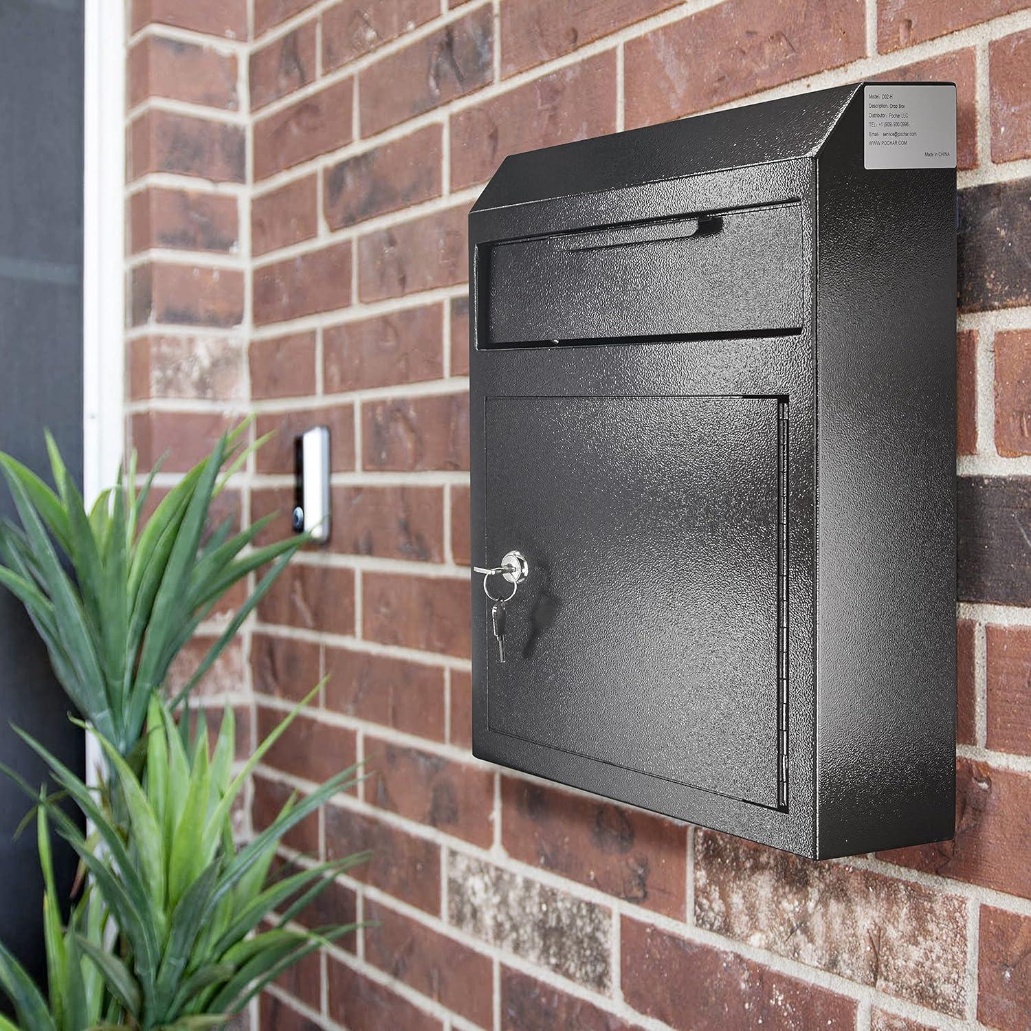 Caja Fuerte de Depósito POCHAR Montada en Pared Metal Negra