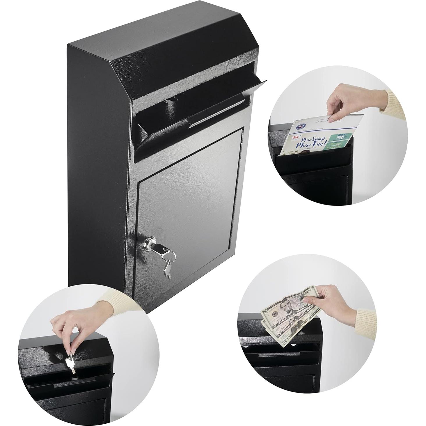 Caja Fuerte de Depósito POCHAR Montada en Pared Metal Negra