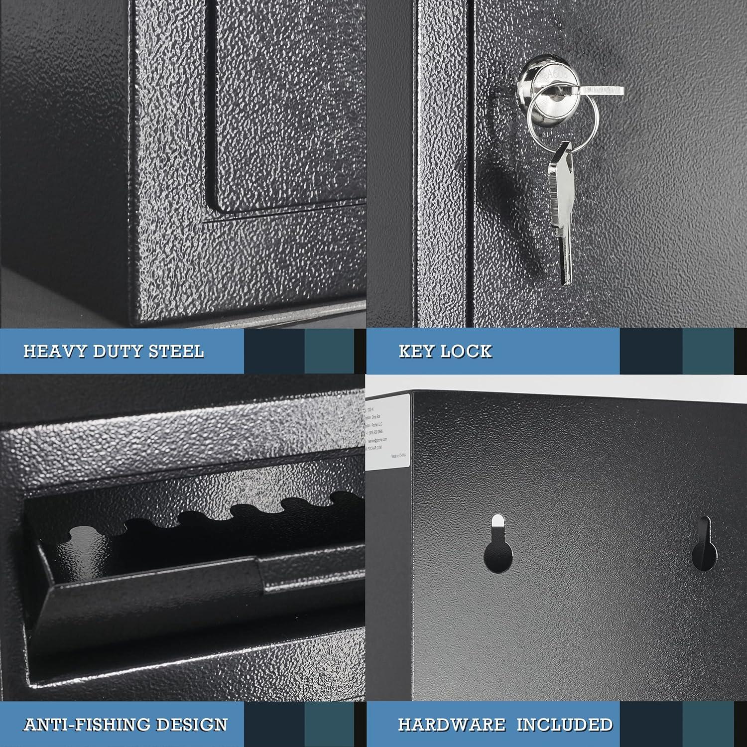 Caja Fuerte de Depósito POCHAR Montada en Pared Metal Negra